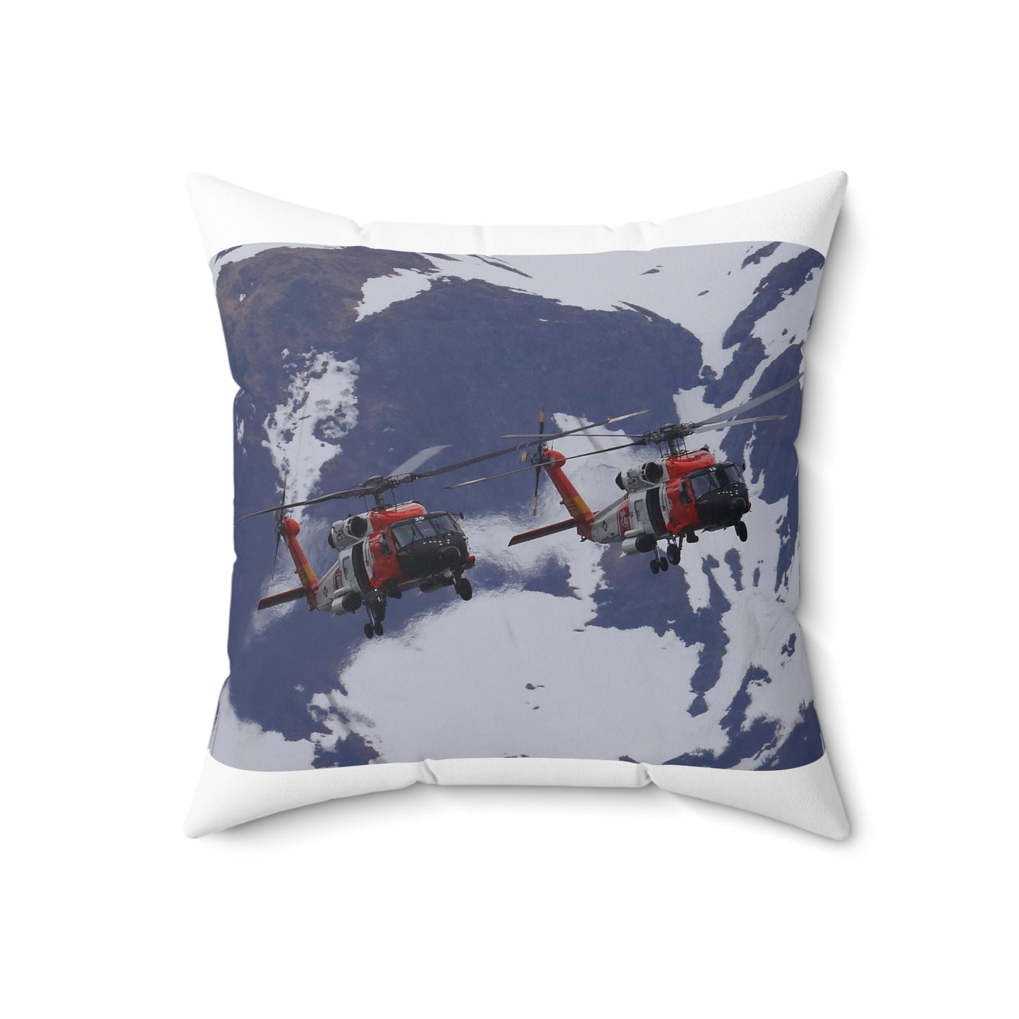 Two Coast Guard Air Station Sitka MH-60 Jayhawk helicopter Decorative Accent Square Pillow