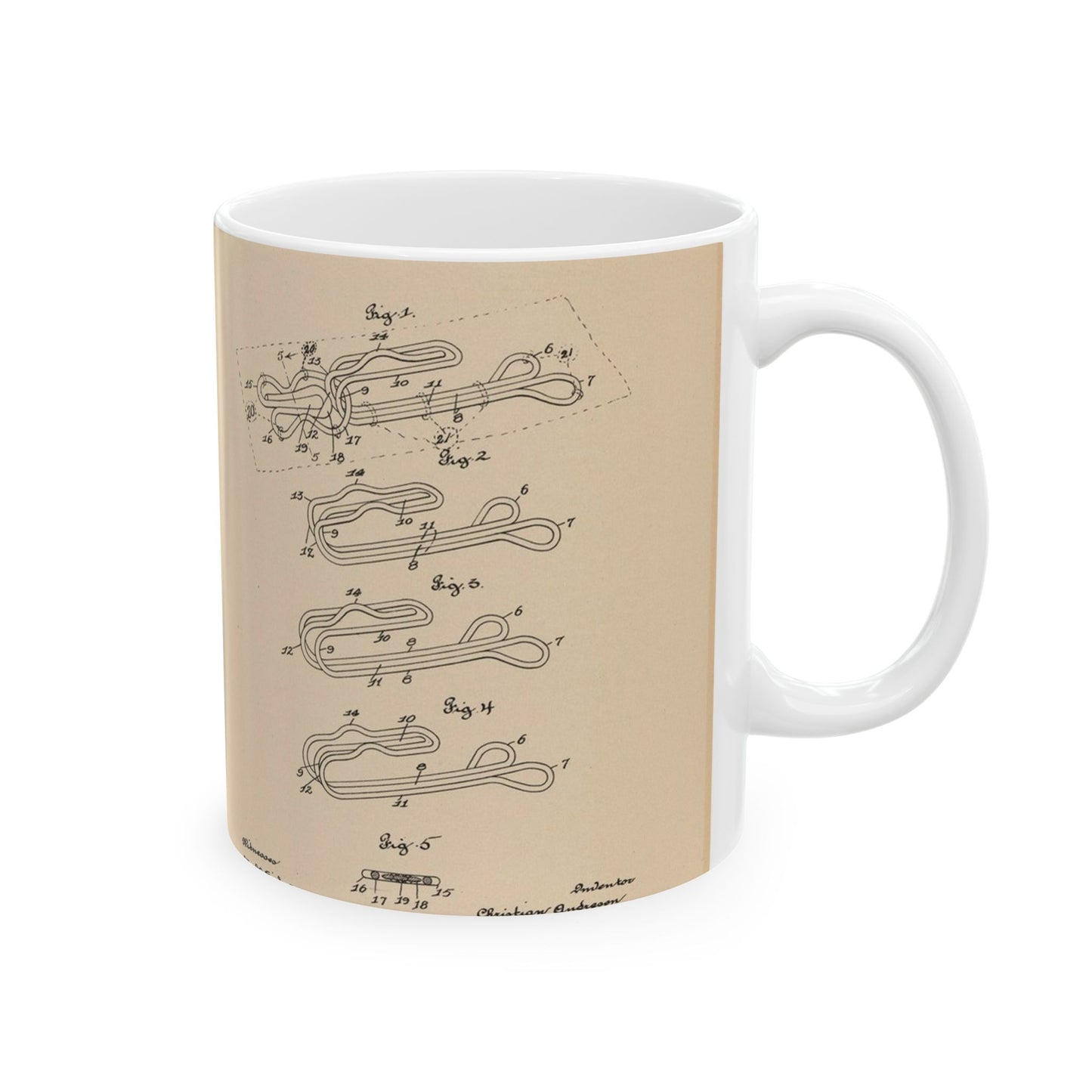 Patent drawing - for a Hook and Eye Fastener Public domain image Beautiful Novelty Ceramic Coffee Mug 11oz