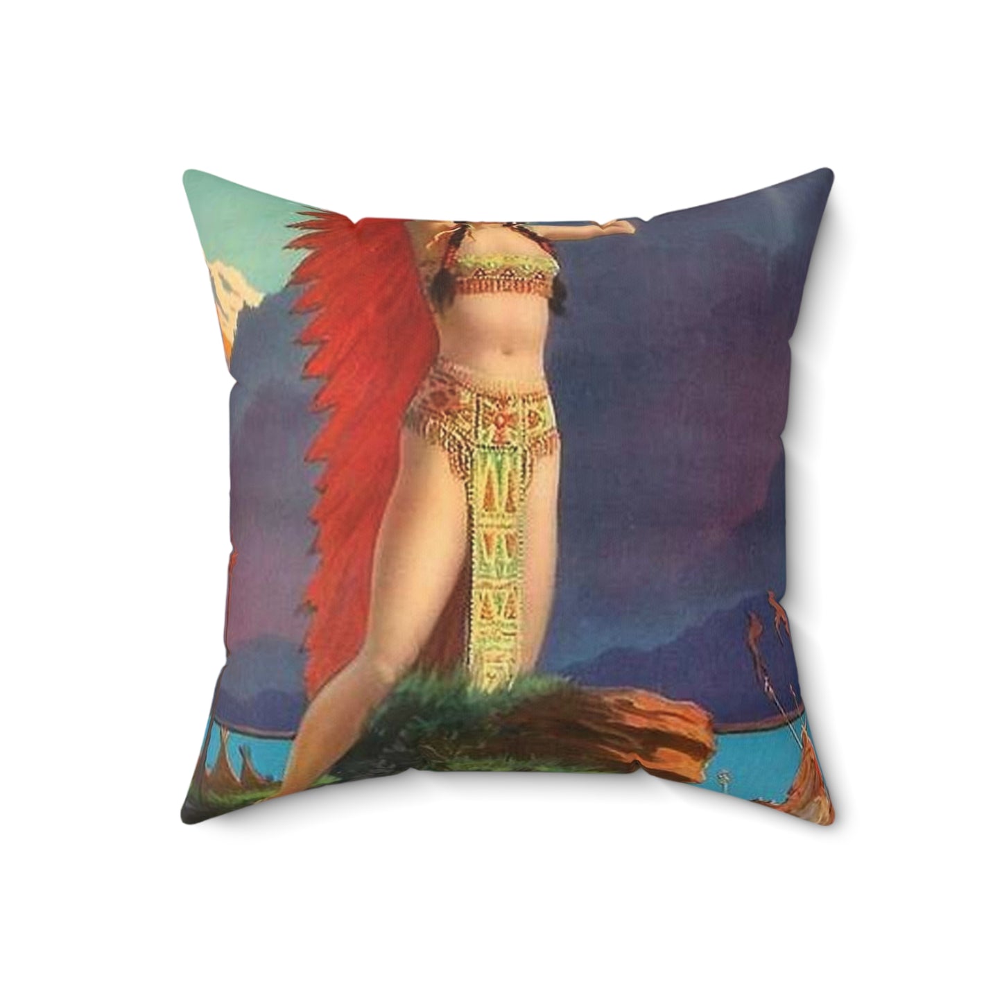 Queen of the Mountain Tribes calendar unused, painting by Edward Mason Eggleston Decorative Accent Square Pillow