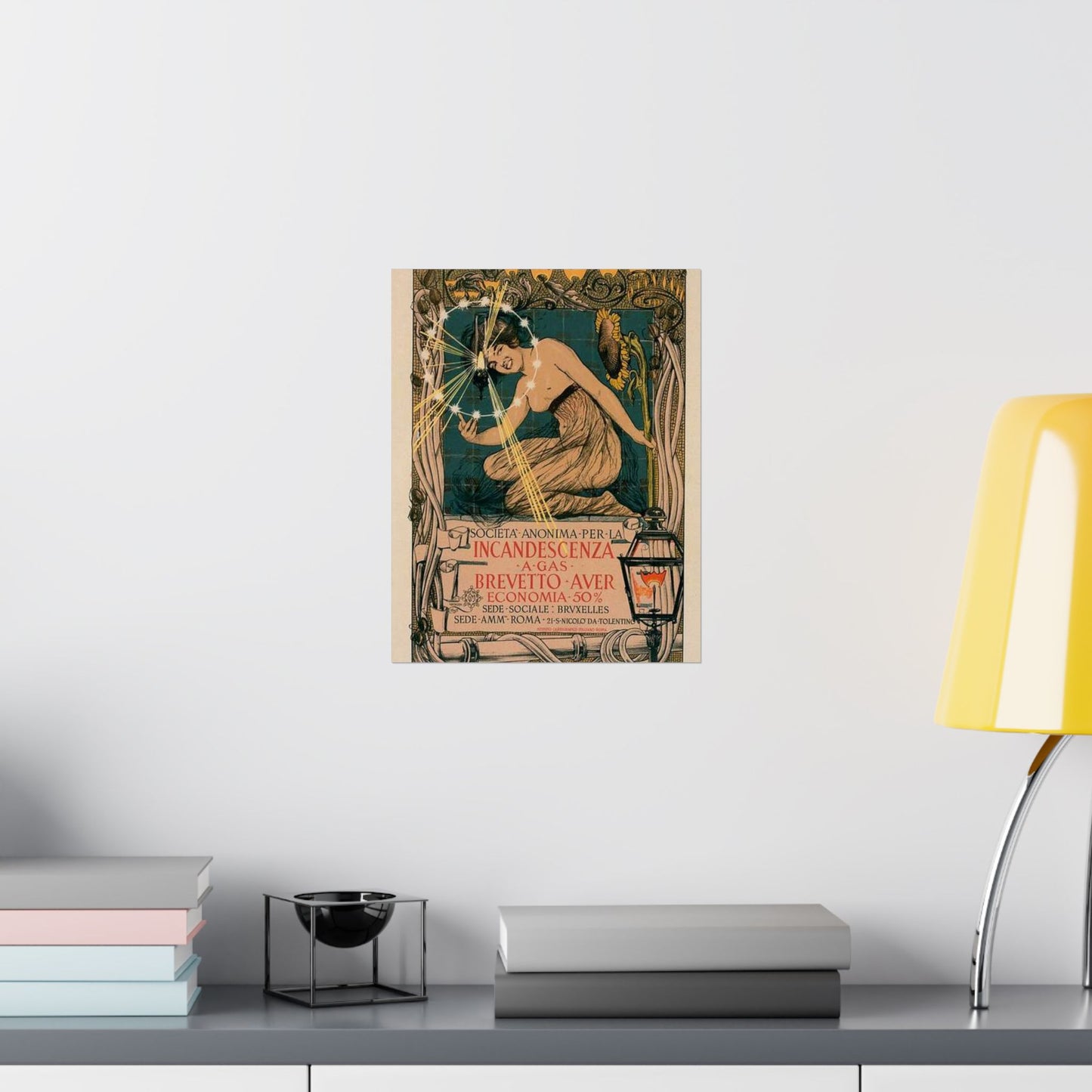 Affiche italienne pour l' "Incandescence par le Gaz, Système Auer" High Quality Matte Wall Art Poster for Home, Office, Classroom