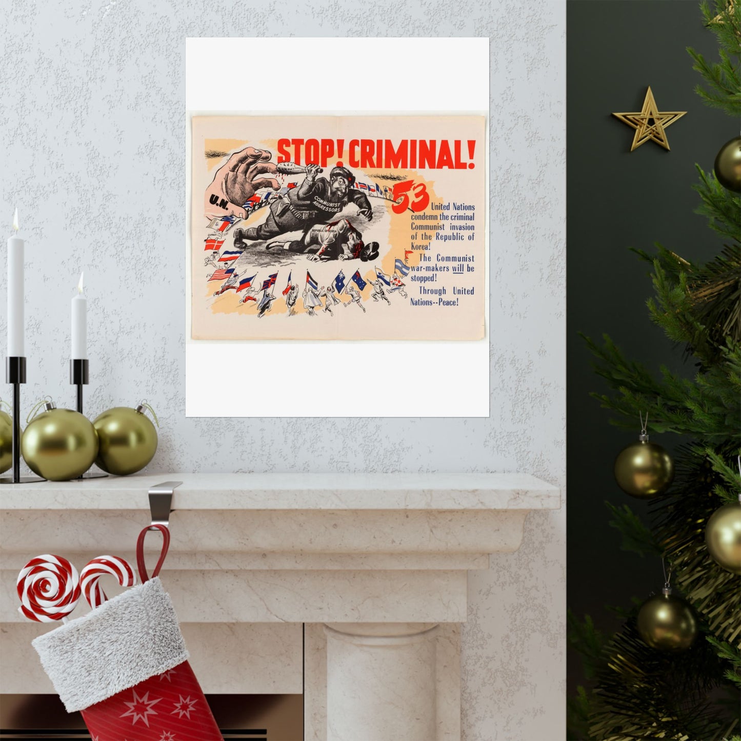 Stop Criminal!, Cold War American Propaganda poster High Quality Matte Wall Art Poster for Home, Office, Classroom