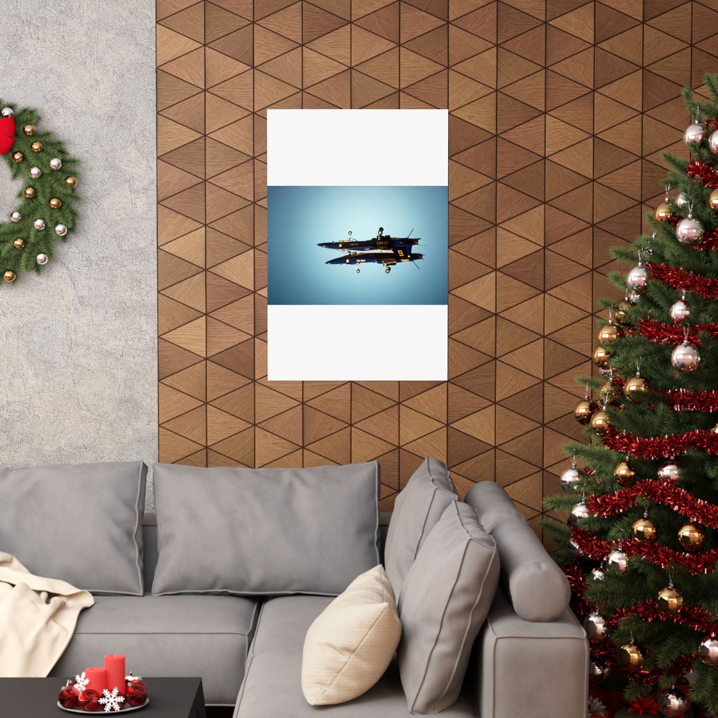 Two F/A-18A Hornet aircraft of the Blue Angels Flight Demonstration Squadron execute the Fortus maneuver during an air show High Quality Matte Wall Art Poster for Home, Office, Classroom