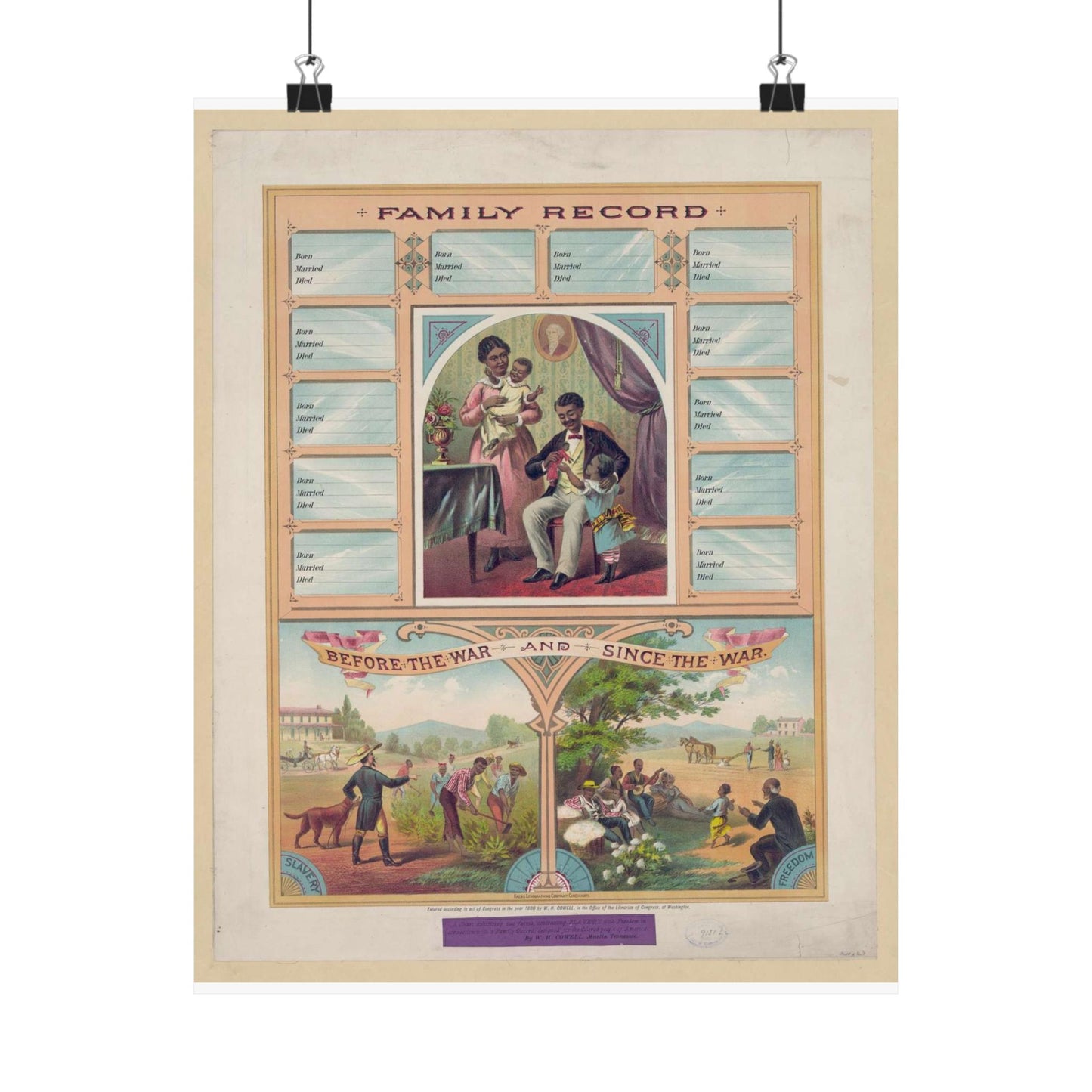 Family record. Before the war and since the war / Krebs Lithographing Company, Cincinnati. High Quality Matte Wall Art Poster for Home, Office, Classroom