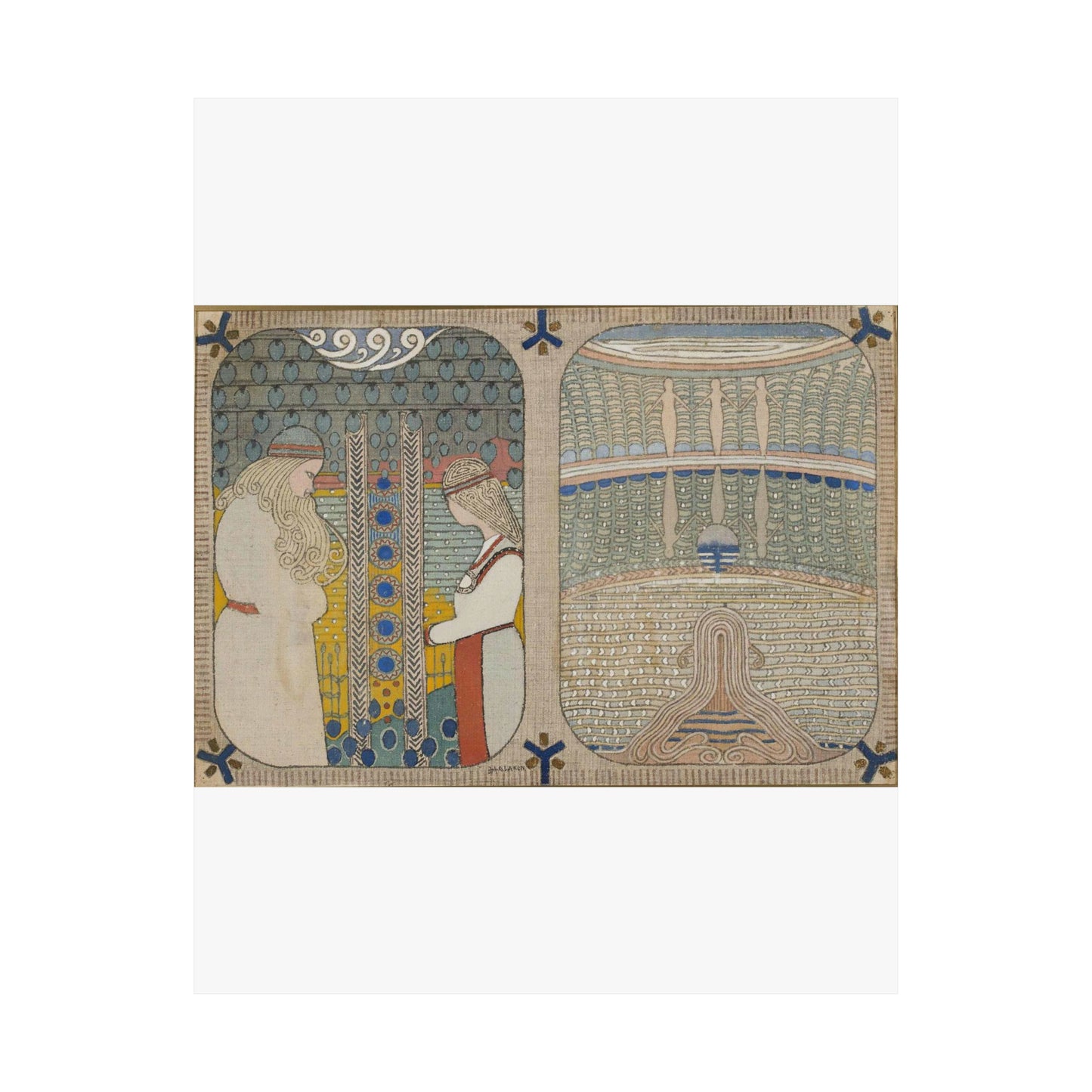 Joseph Alanen - Courting of Aino and Aino Drowns Herself High Quality Matte Wall Art Poster for Home, Office, Classroom