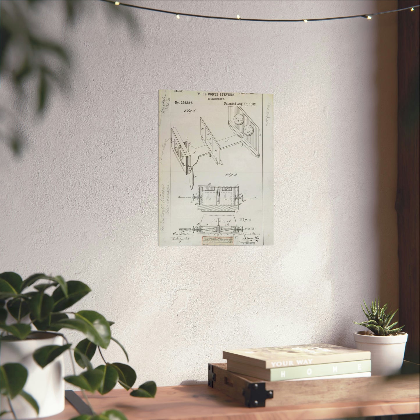 Patent drawing - for W. Le Conte Stevens' Stereoscope Public domain image High Quality Matte Wall Art Poster for Home, Office, Classroom