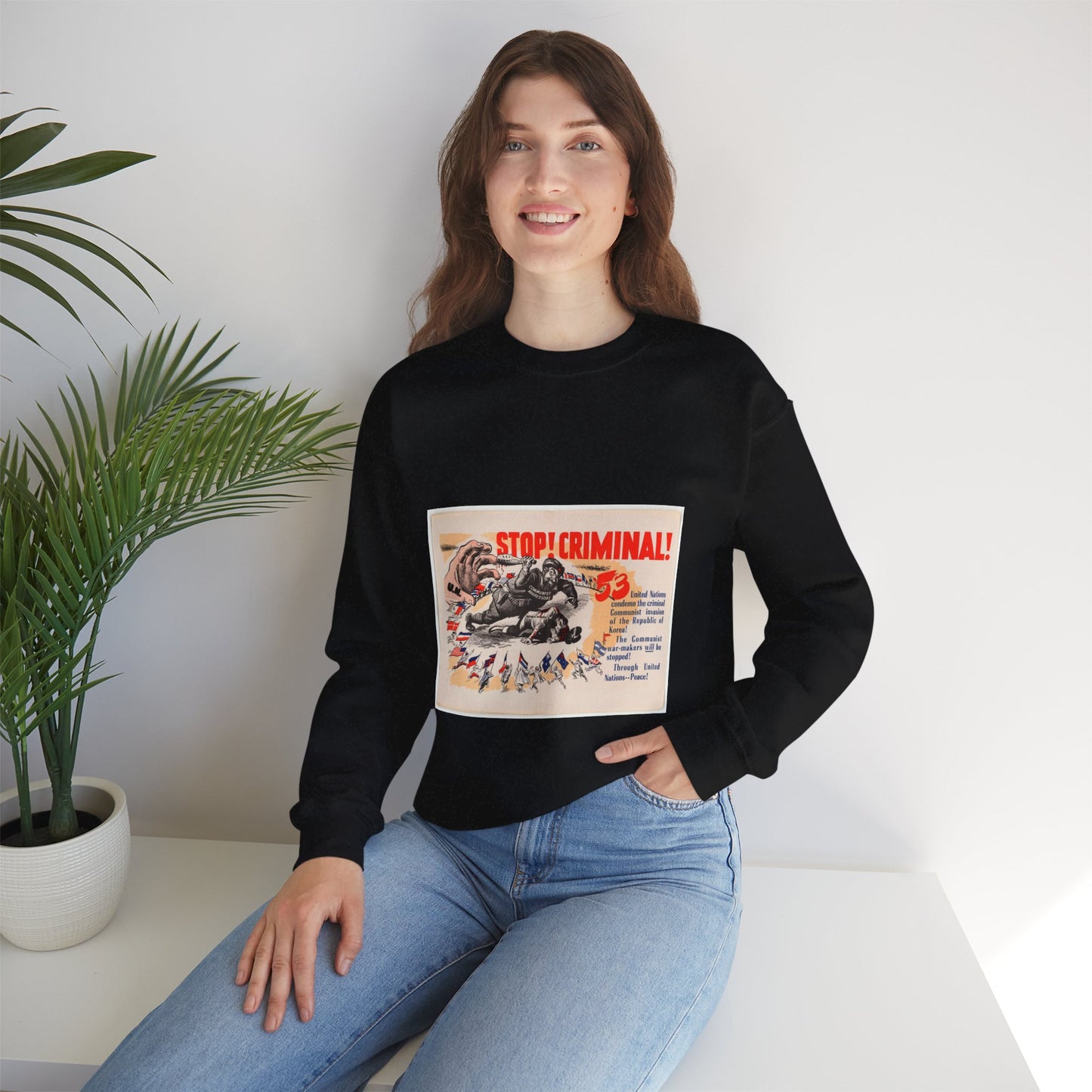Stop Criminal!, Cold War American Propaganda poster Black Heavy Blend Adult Crew Neck SweatShirt