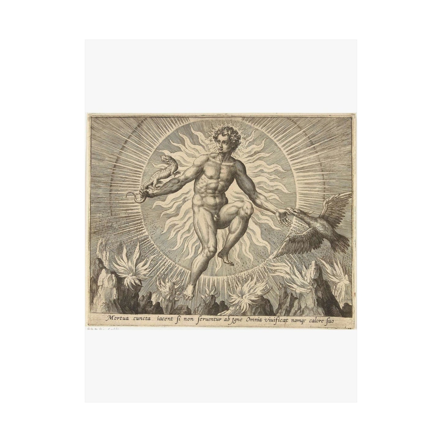 Adriaen Collaert - Vuur - Engraving, Public domain image High Quality Matte Wall Art Poster for Home, Office, Classroom