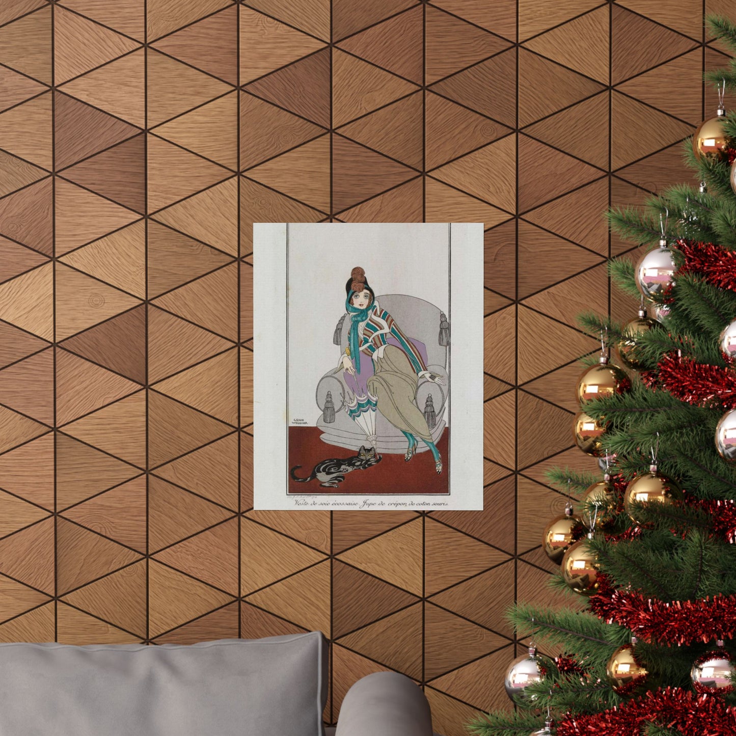 Jacket and skirt (Veste de soie écossaise. Jupe de crépon de coton souris) (CBL WEp 0946) High Quality Matte Wall Art Poster for Home, Office, Classroom