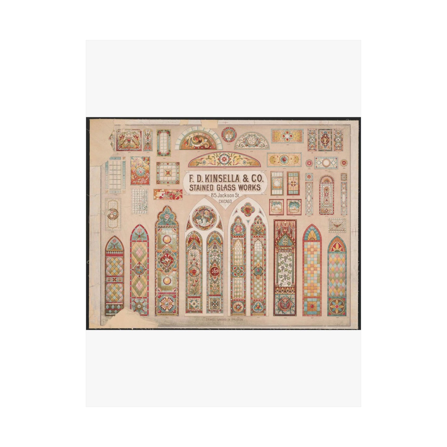 F.D. Kinsella & Co., stained glass works High Quality Matte Wall Art Poster for Home, Office, Classroom
