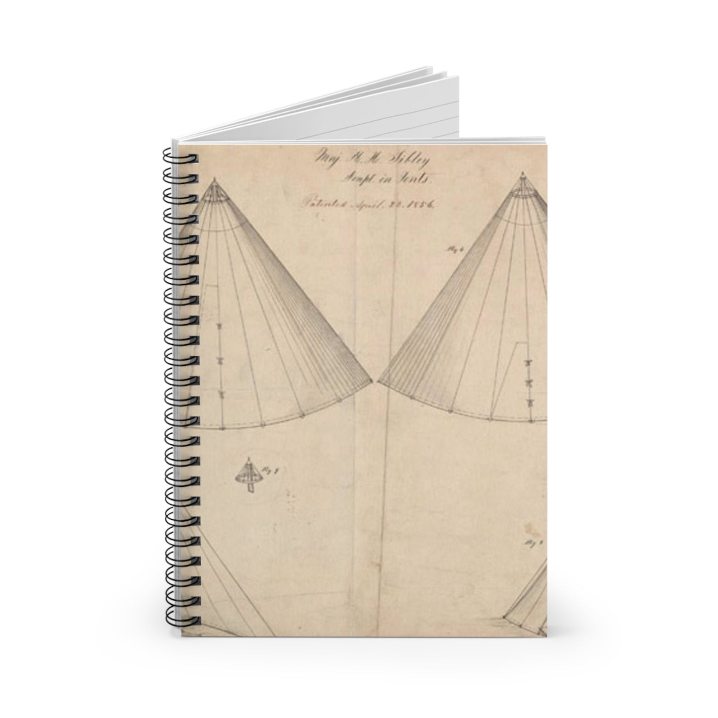 Patent drawing - Drawing of Improvement in Tents Public domain image Spiral Bound Ruled Notebook with Printed Cover