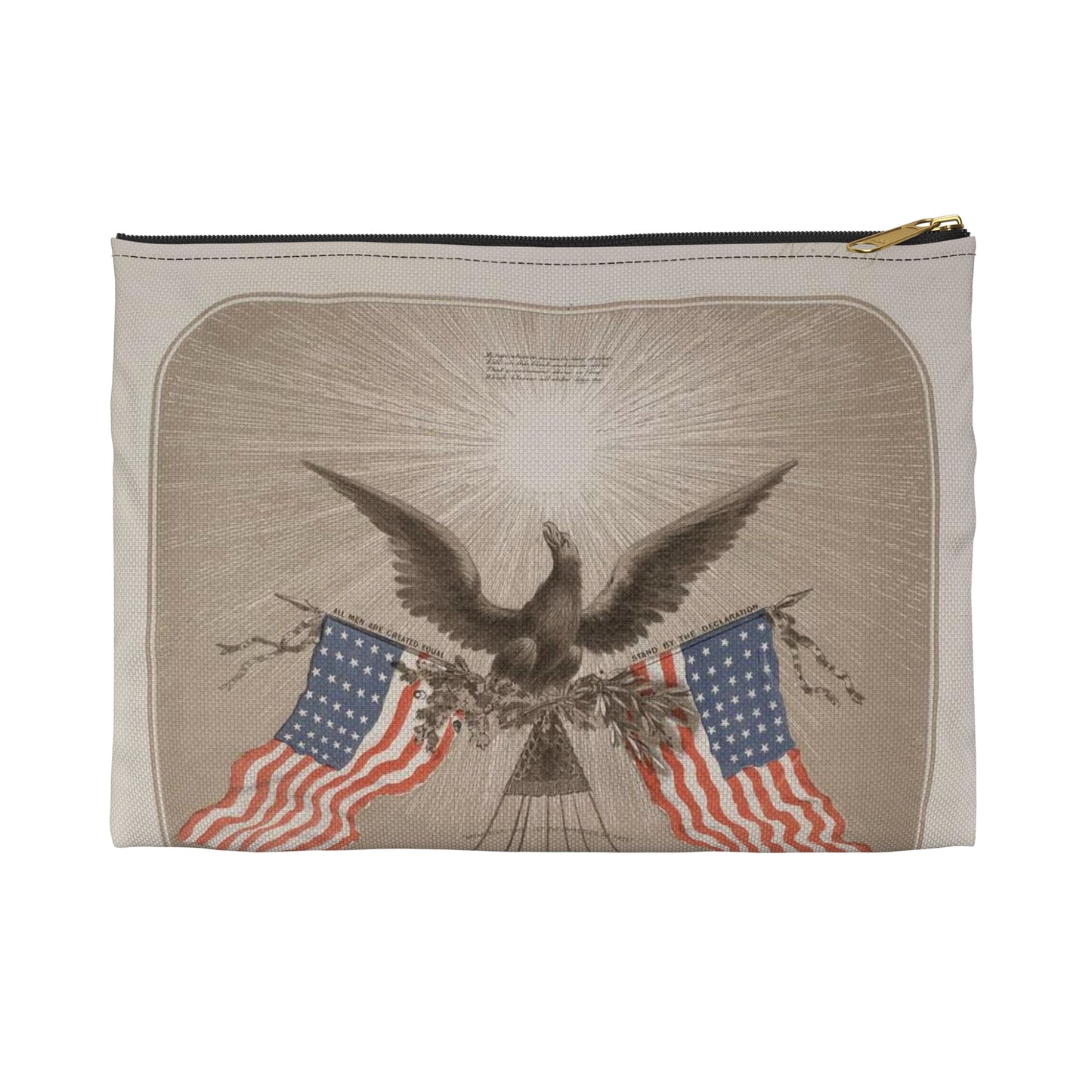 The American Declaration of Independence illustrated / Fabronious ; designed by R. Thayer ; L. Prang & Co. Lith., Boston. Large Organizer Pouch with Black Zipper