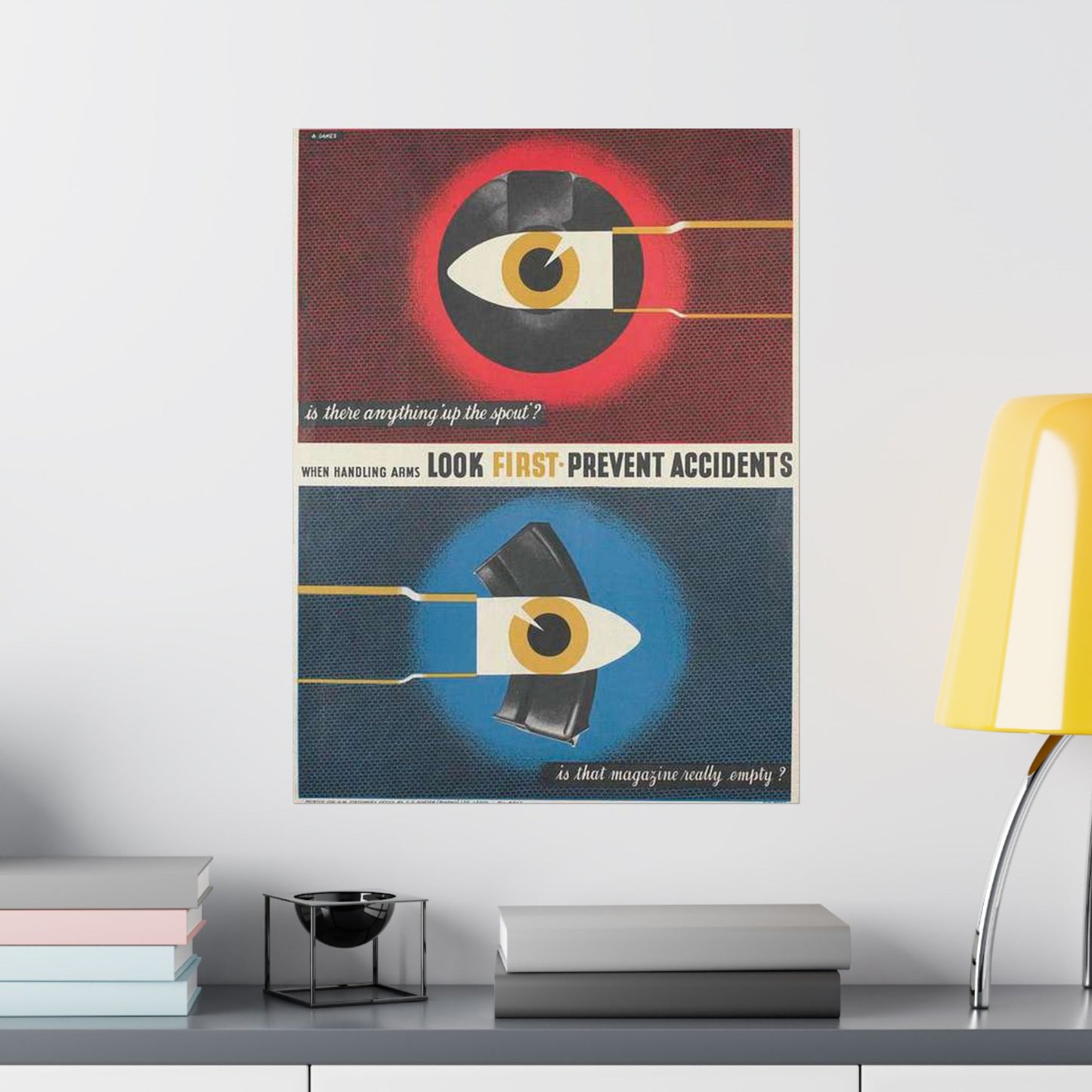 When Handling Arms Look First - Prevent Accidents Art.IWMPST2895 High Quality Matte Wall Art Poster for Home, Office, Classroom
