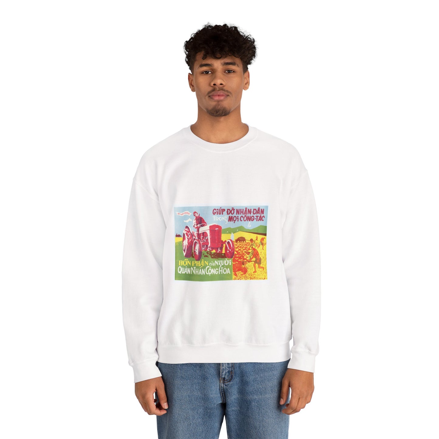 Army Helps People, United States information service propaganda White Heavy Blend Adult Crew Neck SweatShirt