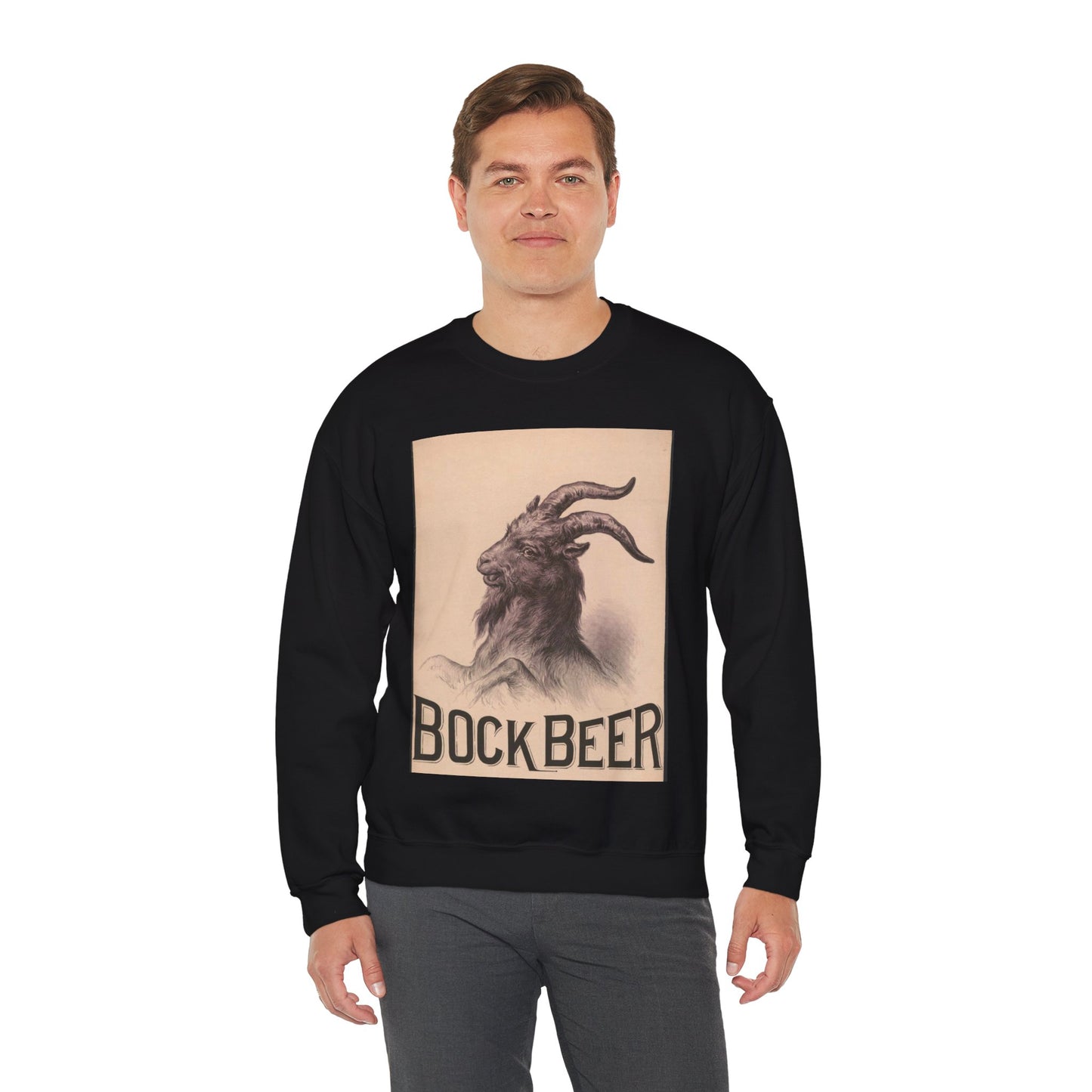 Bock Beer - Print, Library of Congress collection Black Heavy Blend Adult Crew Neck SweatShirt