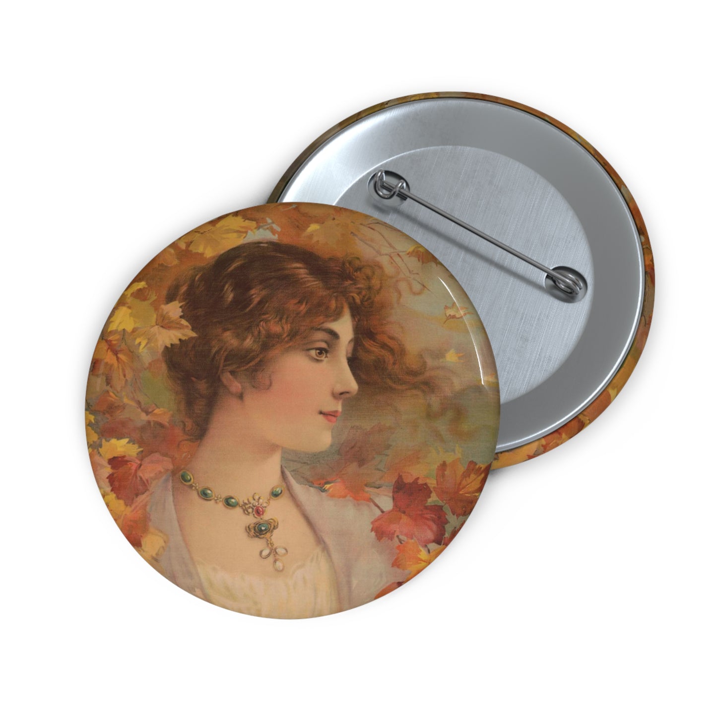Autumn - Print, Library of Congress collection Pin Buttons with Crisp Design