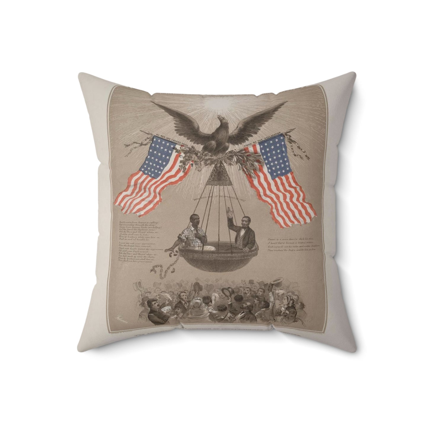 The American Declaration of Independence illustrated / Fabronious ; designed by R. Thayer ; L. Prang & Co. Lith., Boston. Decorative Accent Square Pillow
