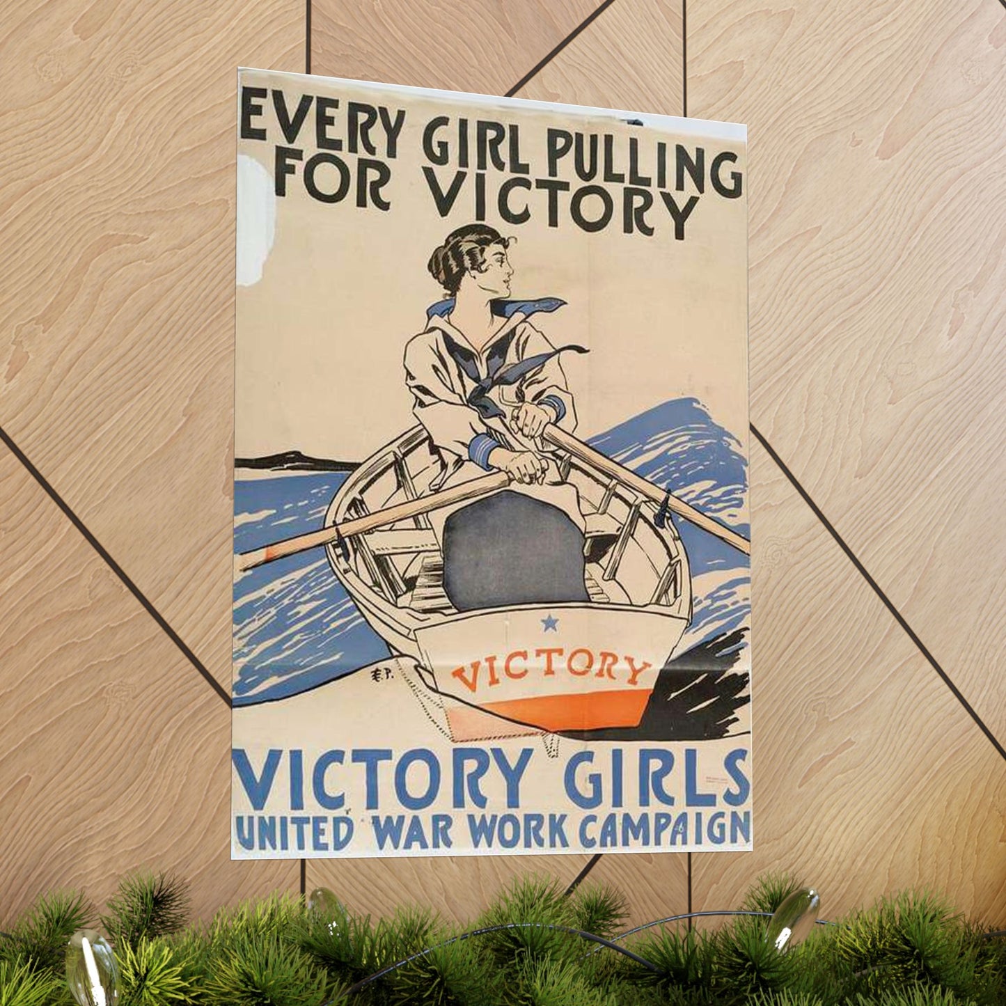Every Girl Pulling for Victory, Victory Girls United War Work Campaign High Quality Matte Wall Art Poster for Home, Office, Classroom