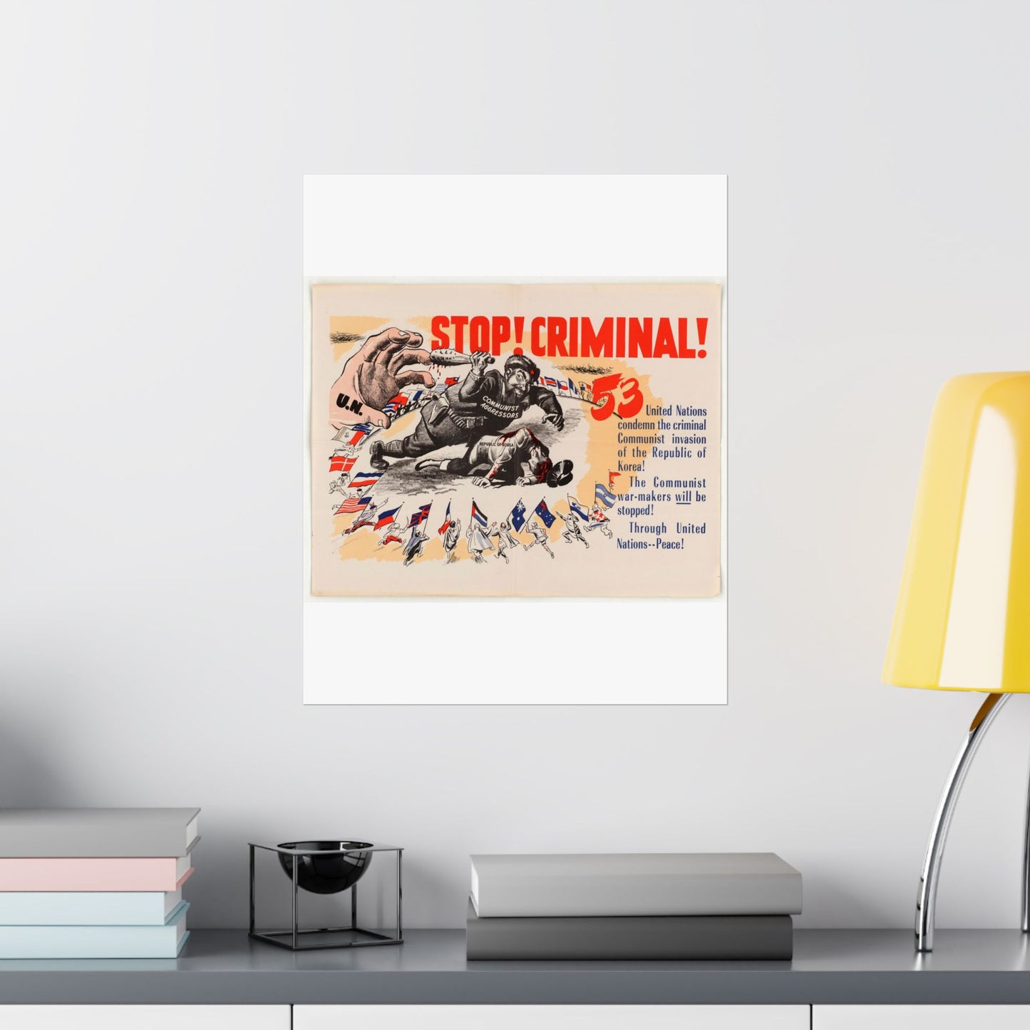 Stop Criminal!, Cold War American Propaganda poster High Quality Matte Wall Art Poster for Home, Office, Classroom