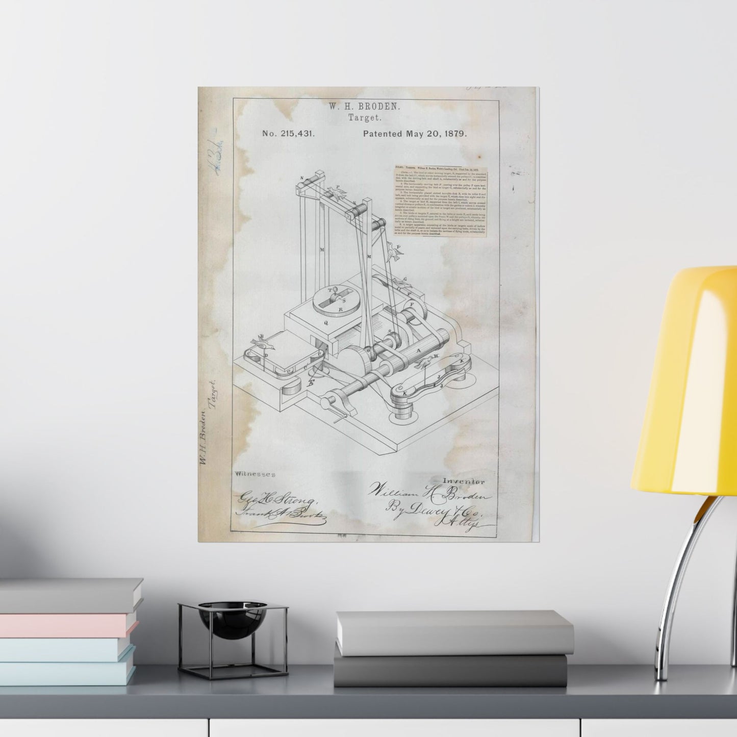 Patent drawing - for W. H. Broden's Target Public domain image High Quality Matte Wall Art Poster for Home, Office, Classroom