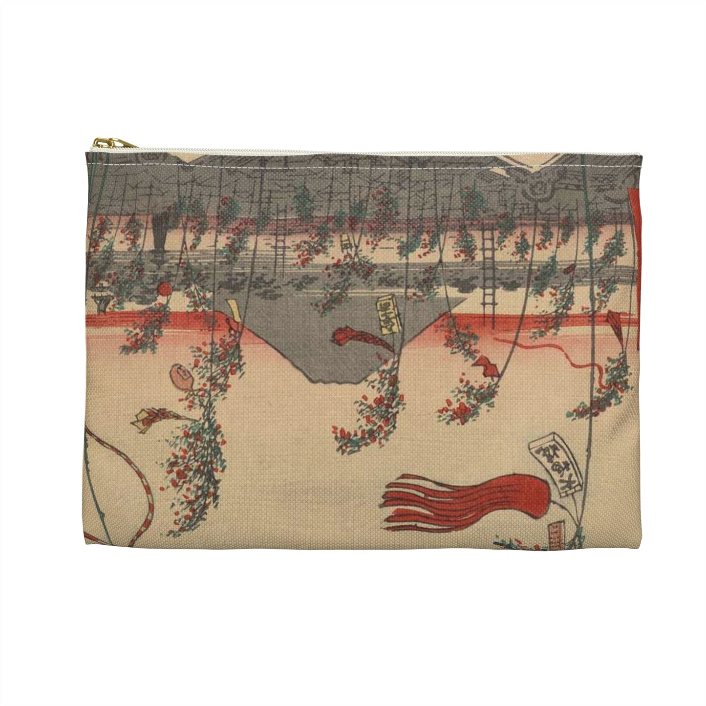 Gajō icchō, Ando Hiroshige - Public domain portrait drawing Large Organizer Pouch with Black Zipper