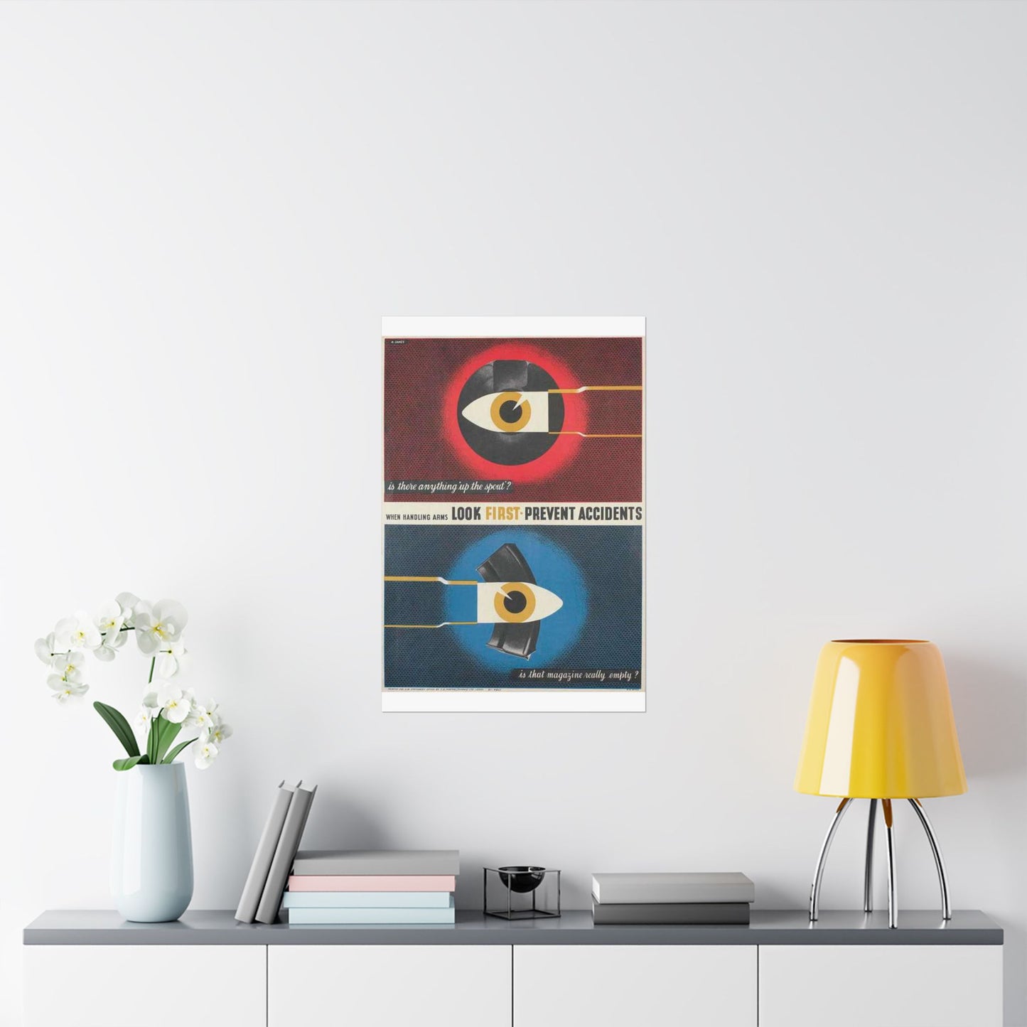When Handling Arms Look First - Prevent Accidents Art.IWMPST2895 High Quality Matte Wall Art Poster for Home, Office, Classroom