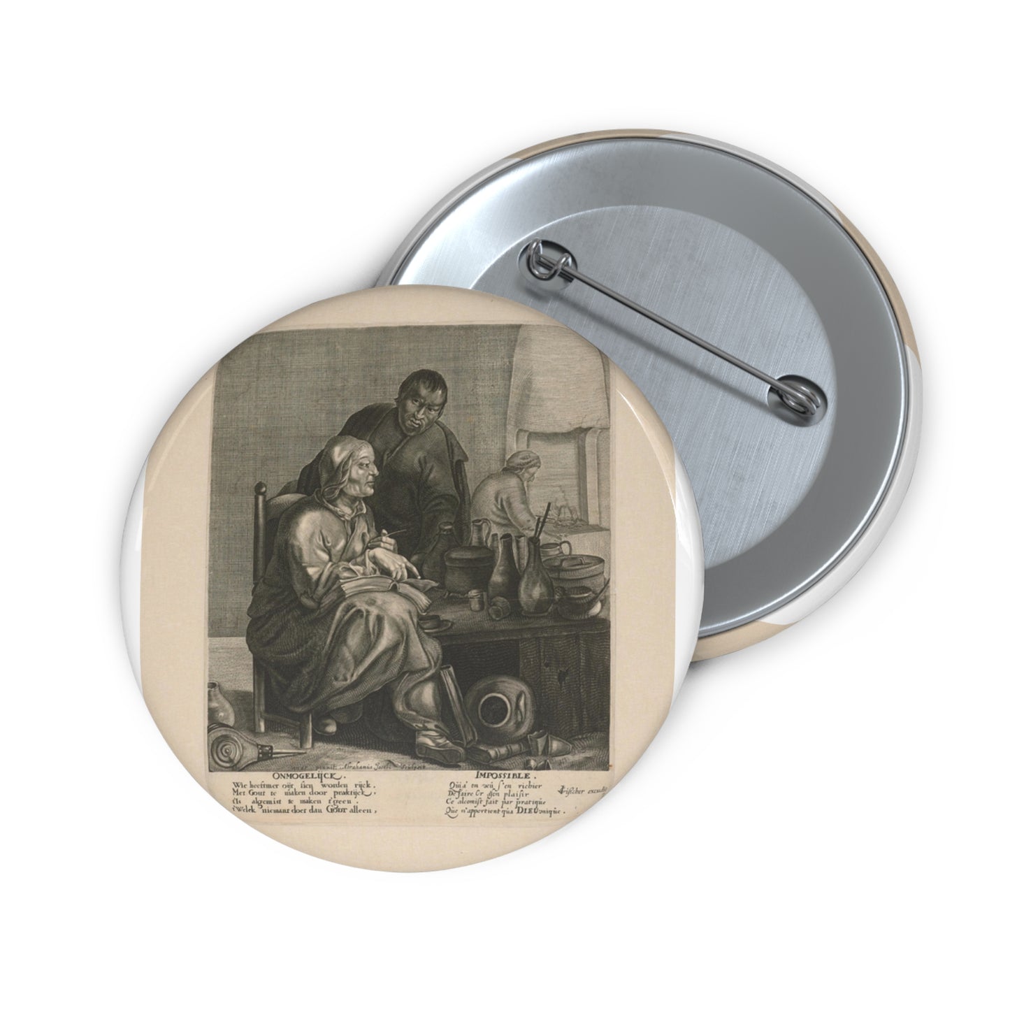 Alchemist - Rijksmuseum public domain dedication Pin Buttons with Crisp Design