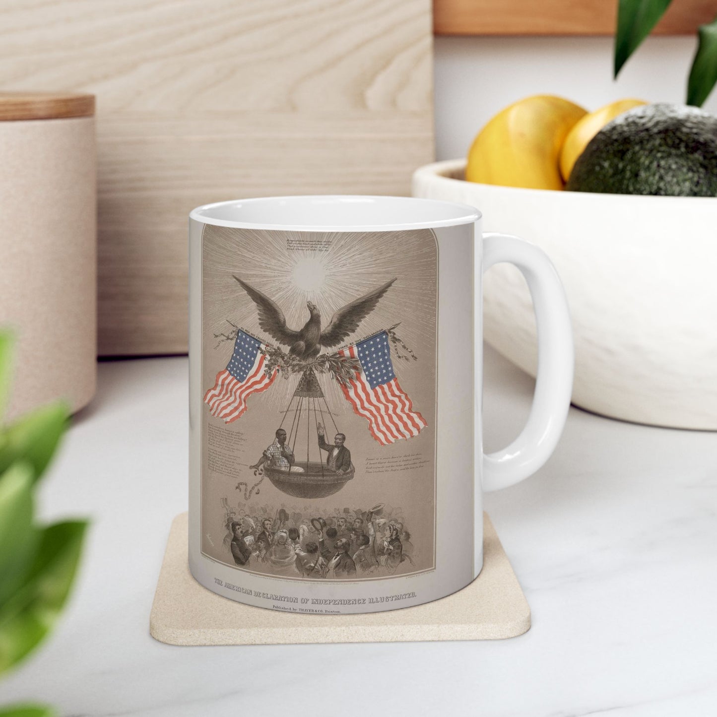 The American Declaration of Independence illustrated / Fabronious ; designed by R. Thayer ; L. Prang & Co. Lith., Boston. Beautiful Novelty Ceramic Coffee Mug 11oz
