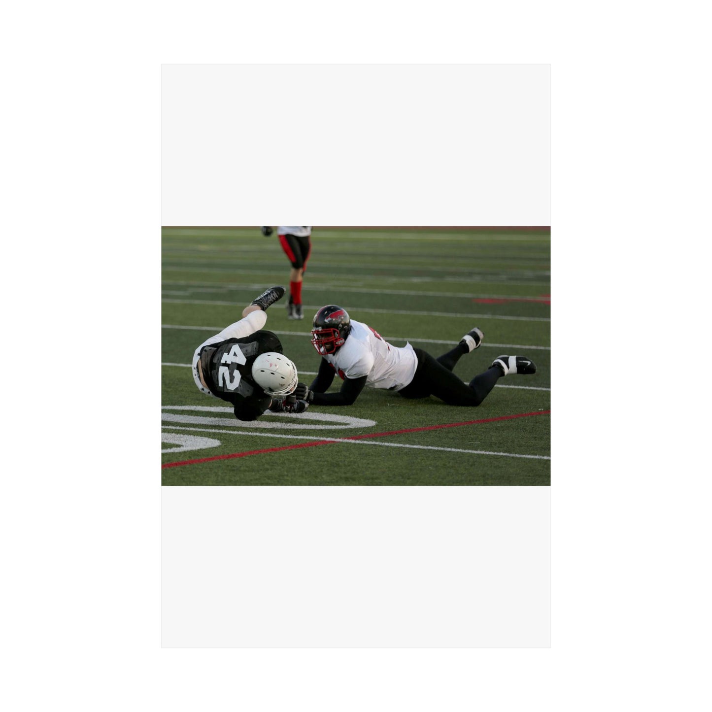 Fred Spencer, Falcons defensive lineman, trips up a High Quality Matte Wall Art Poster for Home, Office, Classroom