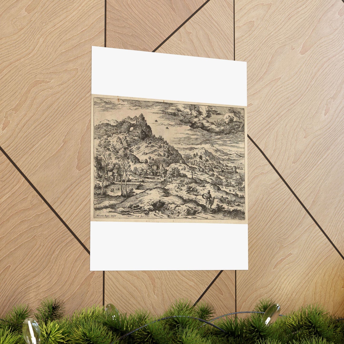 Hieronymus Cock - Mercurius met het hoofd van Argus High Quality Matte Wall Art Poster for Home, Office, Classroom