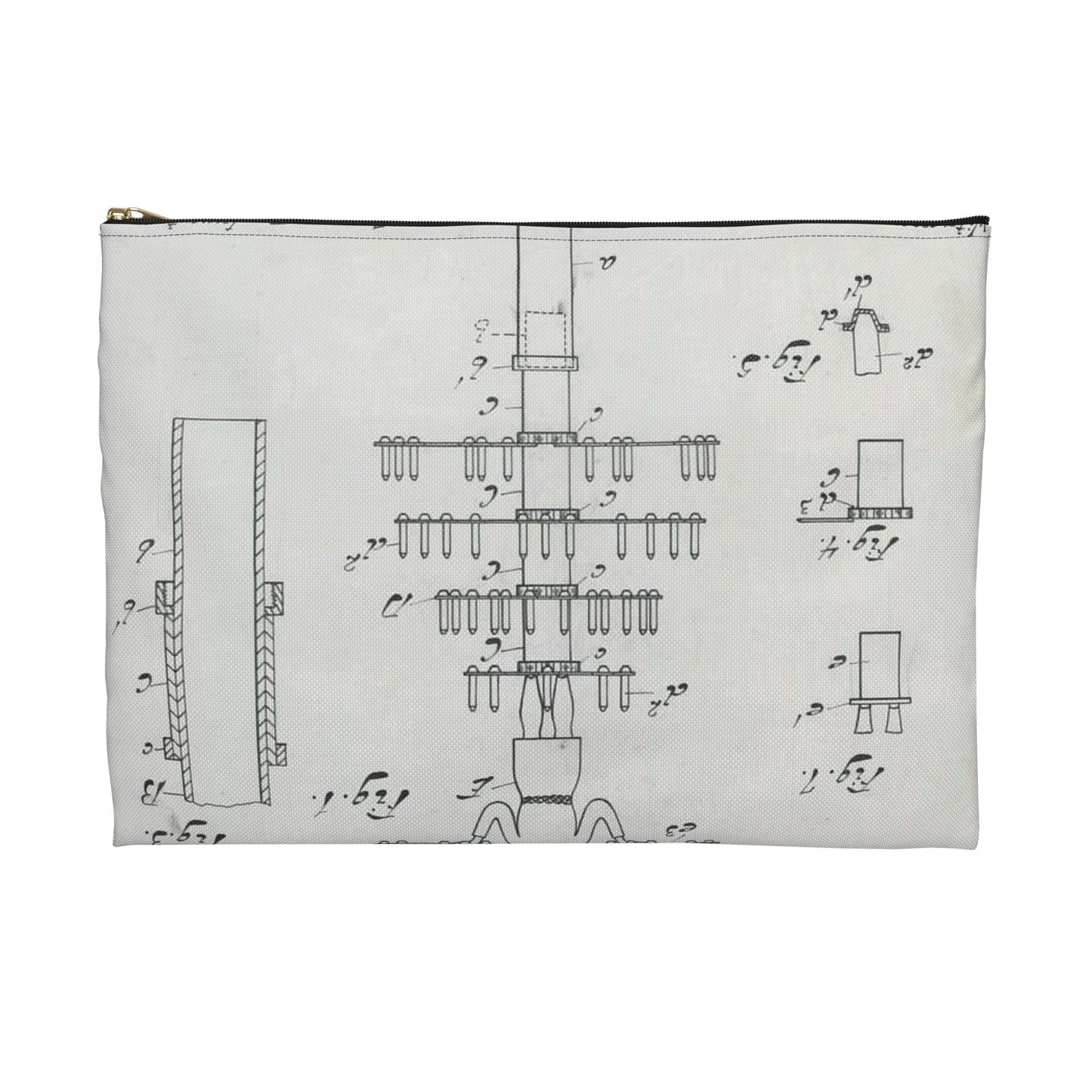 Patent drawing - for J. A. Earl's Candle Holder and Dish for Birthday Cakes Public domain image Large Organizer Pouch with Black Zipper