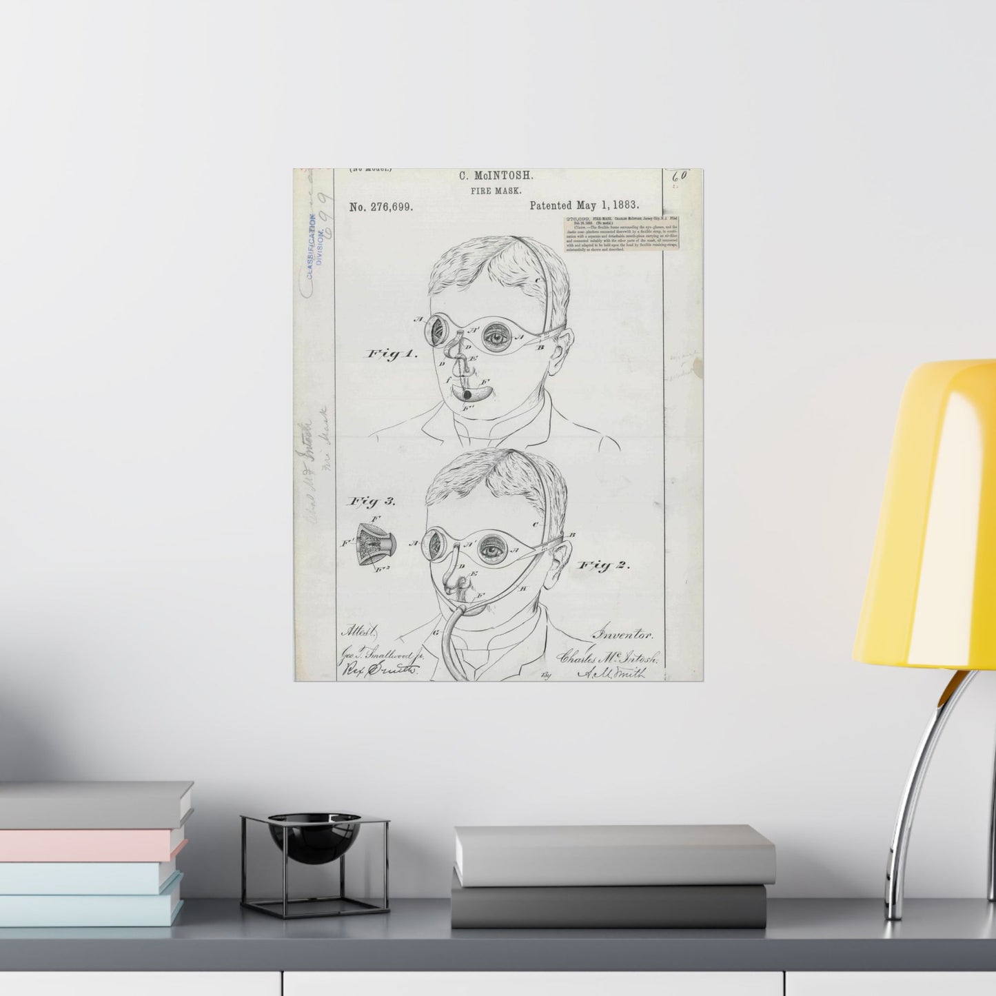 Patent drawing - for C. McIntosh's Fire Mask Public domain image High Quality Matte Wall Art Poster for Home, Office, Classroom