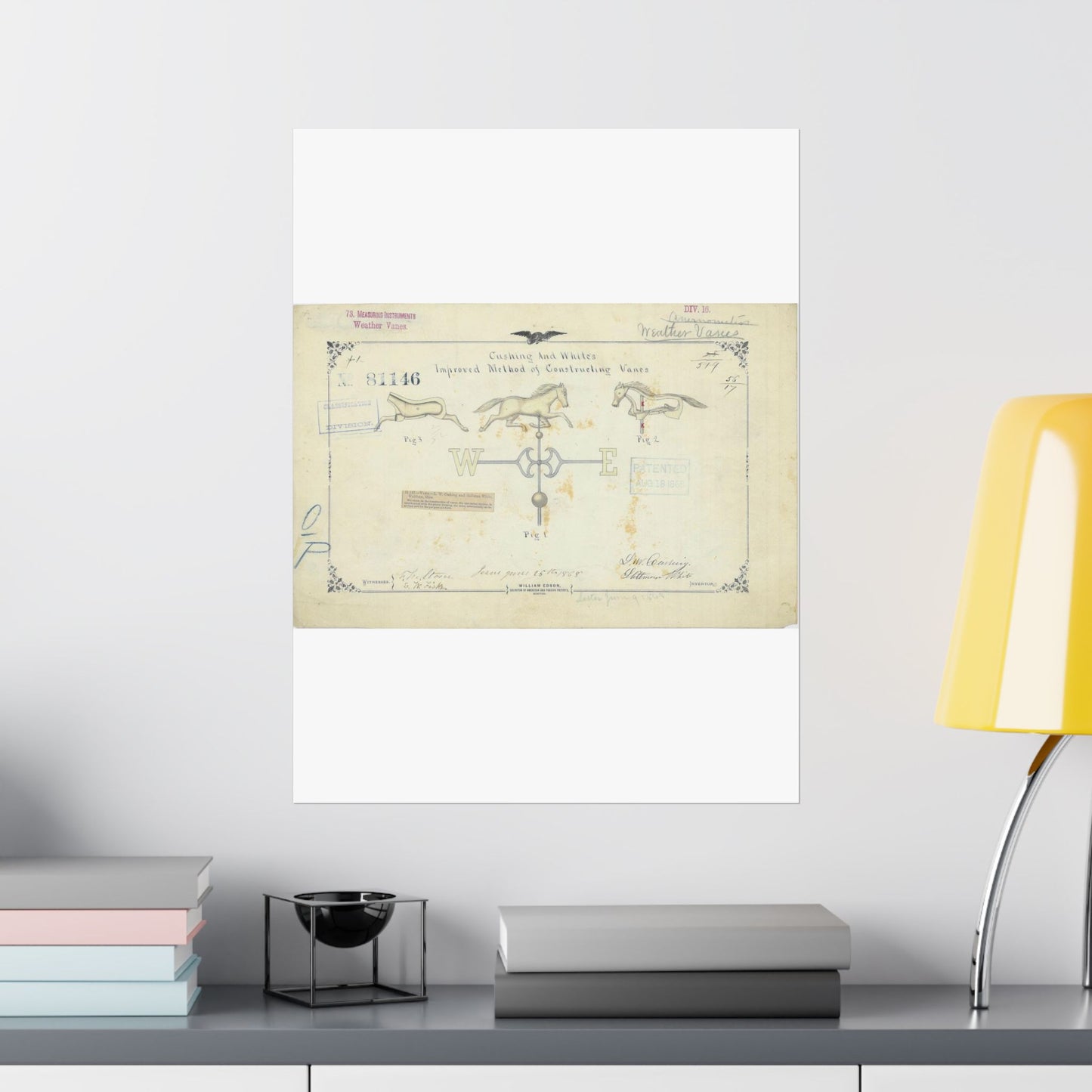 Patent drawing - Drawing of an Improved Method of Constructing Vanes Public domain image High Quality Matte Wall Art Poster for Home, Office, Classroom