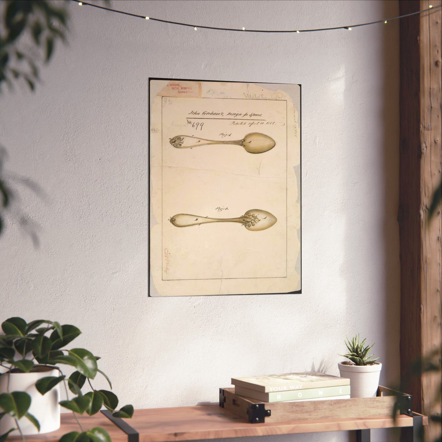 Patent drawing - Drawing of Design for Spoons Public domain image High Quality Matte Wall Art Poster for Home, Office, Classroom