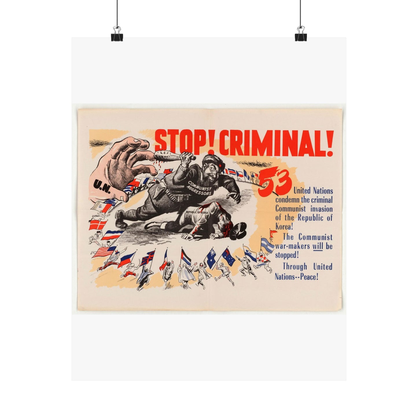 Stop Criminal!, Cold War American Propaganda poster High Quality Matte Wall Art Poster for Home, Office, Classroom