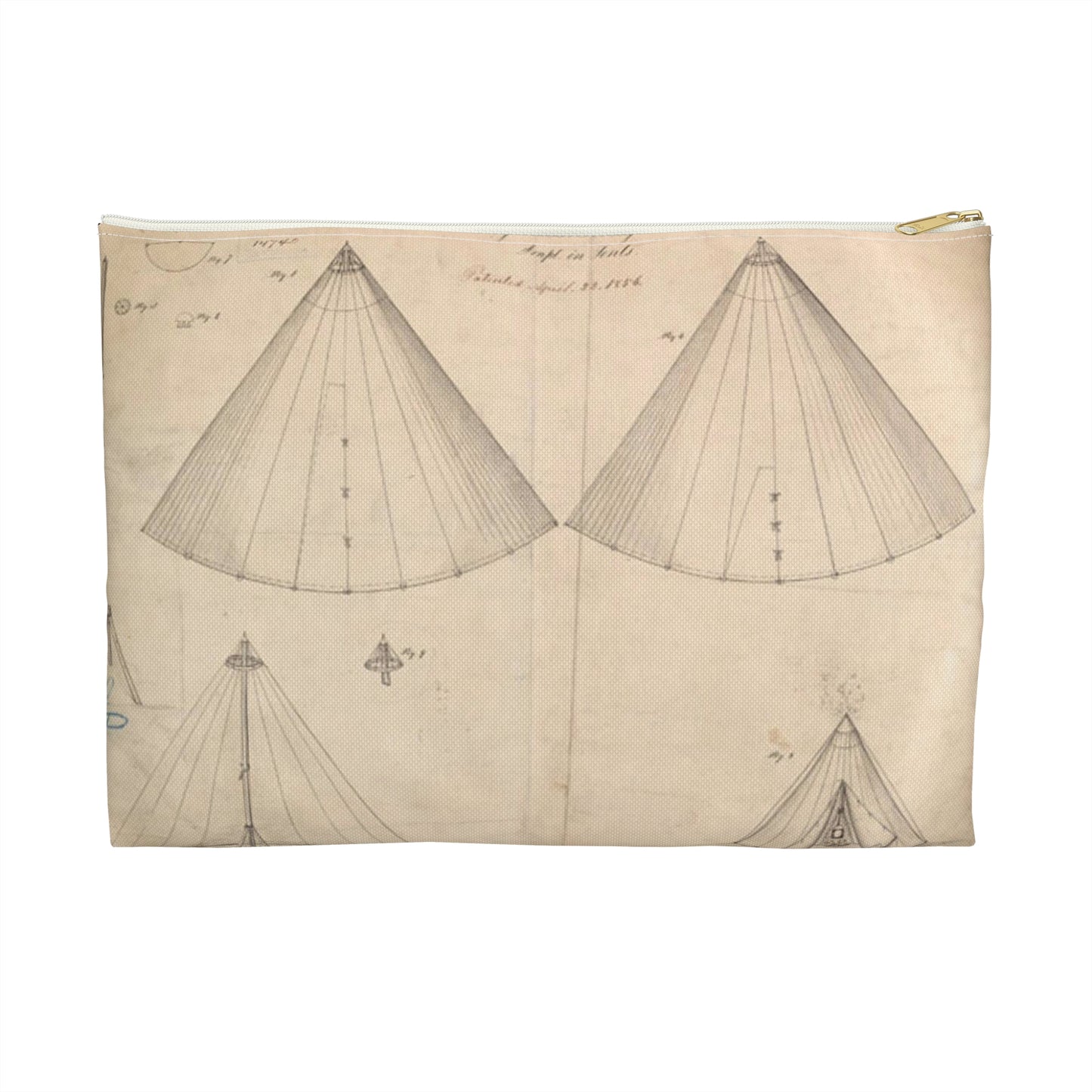 Patent drawing - Drawing of Improvement in Tents Public domain image Large Organizer Pouch with Black Zipper