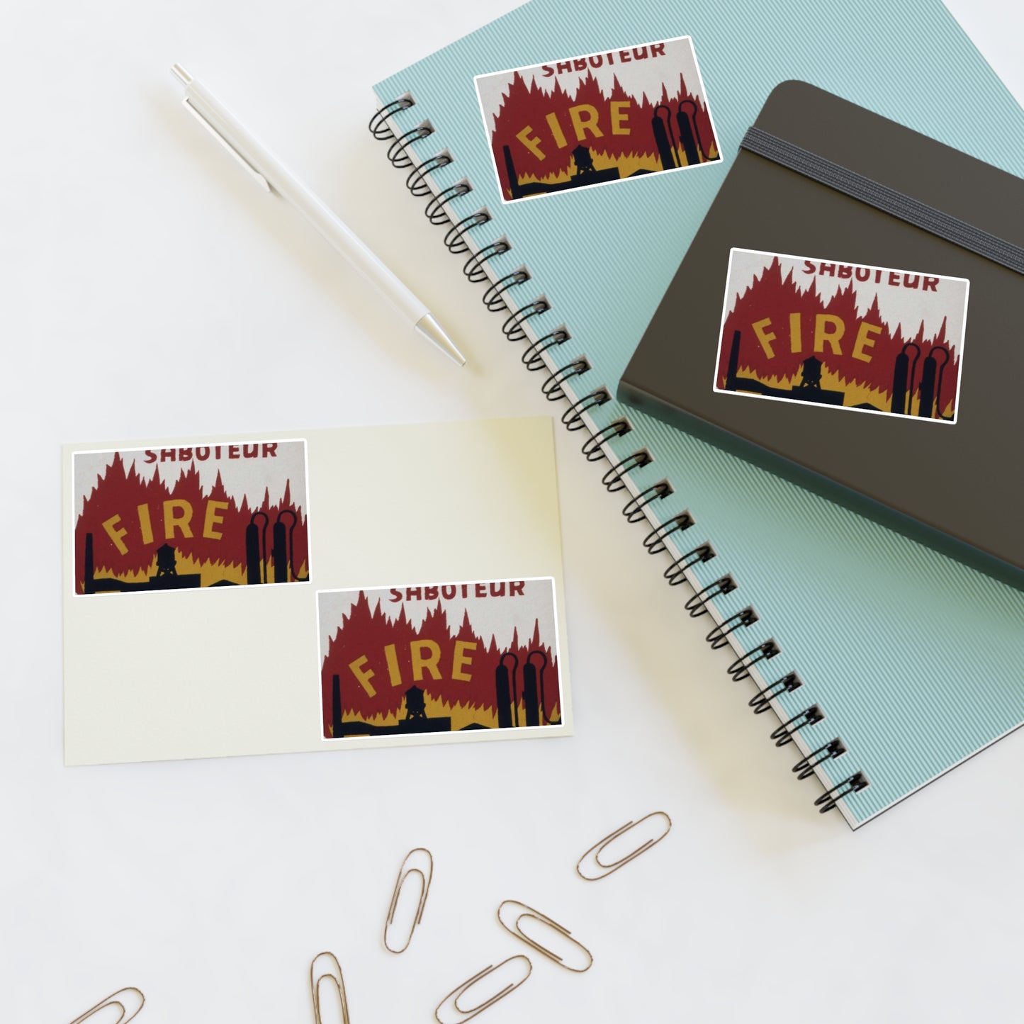 Be on the alert^ for the world's greatest saboteur. Fire. Watch for fire hazards^ - NARA - 535248 Laminated UV Protective Vinyl Stickers