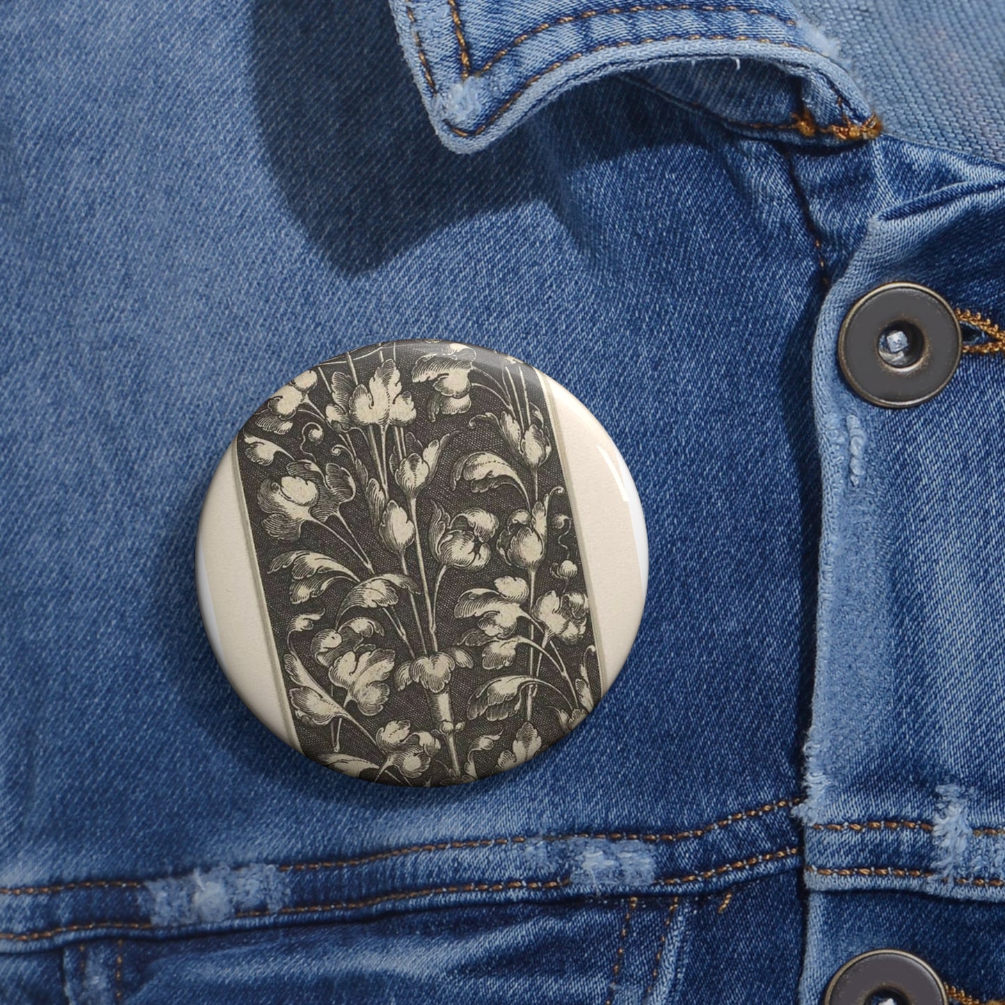 Heinrich Aldegrever - Bladranken met twee kinderen Pin Buttons with Crisp Design