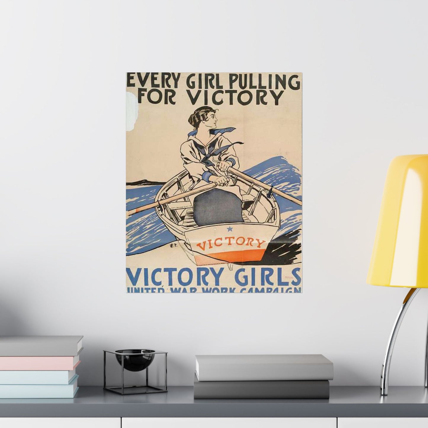 Every Girl Pulling for Victory, Victory Girls United War Work Campaign High Quality Matte Wall Art Poster for Home, Office, Classroom