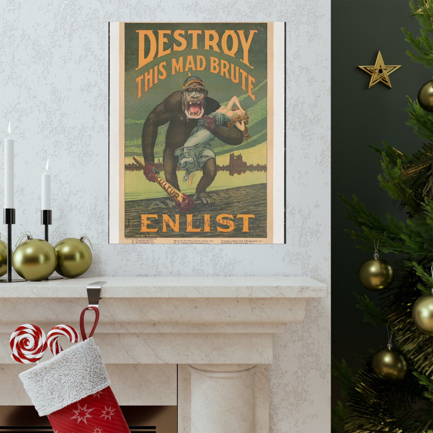 Destroy this mad brute Enlist - U.S. Army. High Quality Matte Wall Art Poster for Home, Office, Classroom