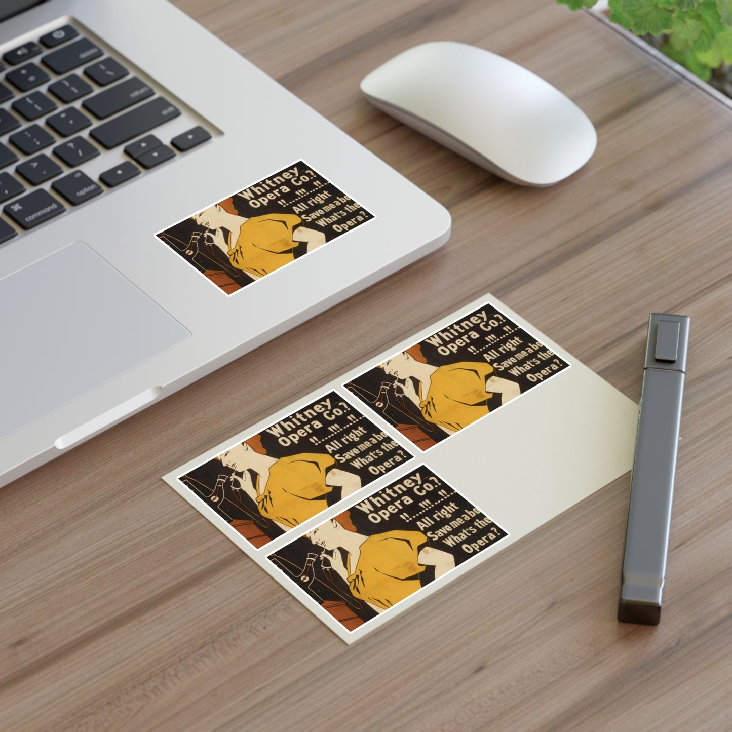 Hello! Hello! Is that so? Whitney Opera Co.? All right save me a box. What's the opera? A Normandy wedding. That's funny! Be sure and save the box Laminated UV Protective Vinyl Stickers