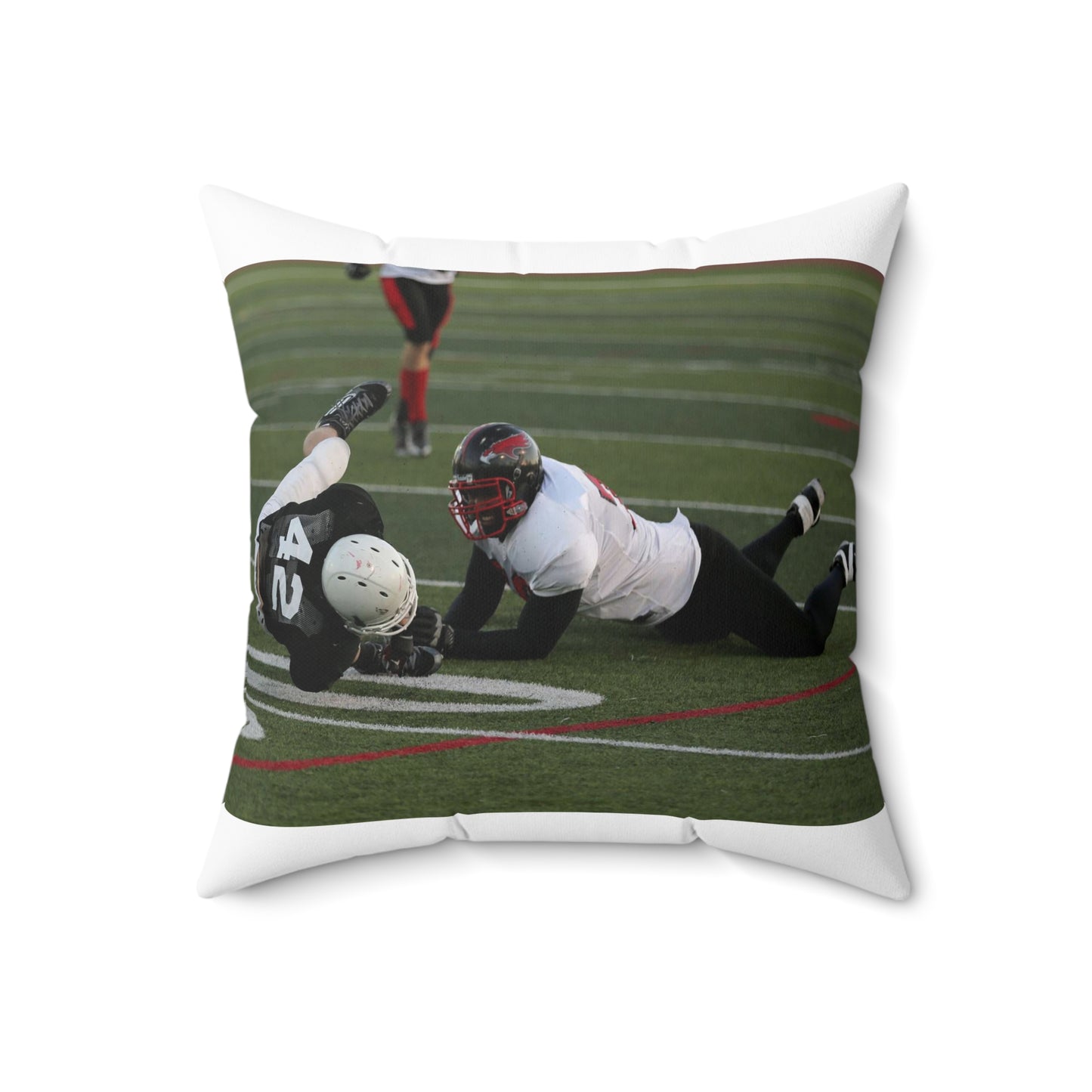 Fred Spencer, Falcons defensive lineman, trips up a Decorative Accent Square Pillow
