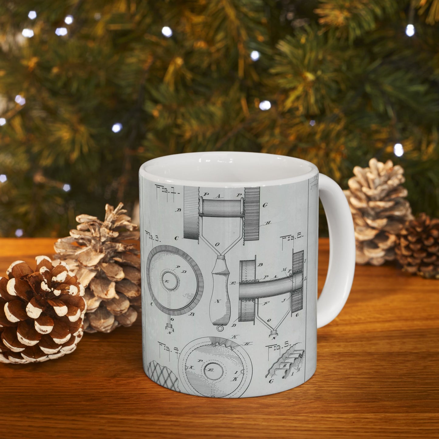 Patent Drawing of Engine - for G. W. Baier's Cake or Doughnut Cutter Public domain image Beautiful Novelty Ceramic Coffee Mug 11oz