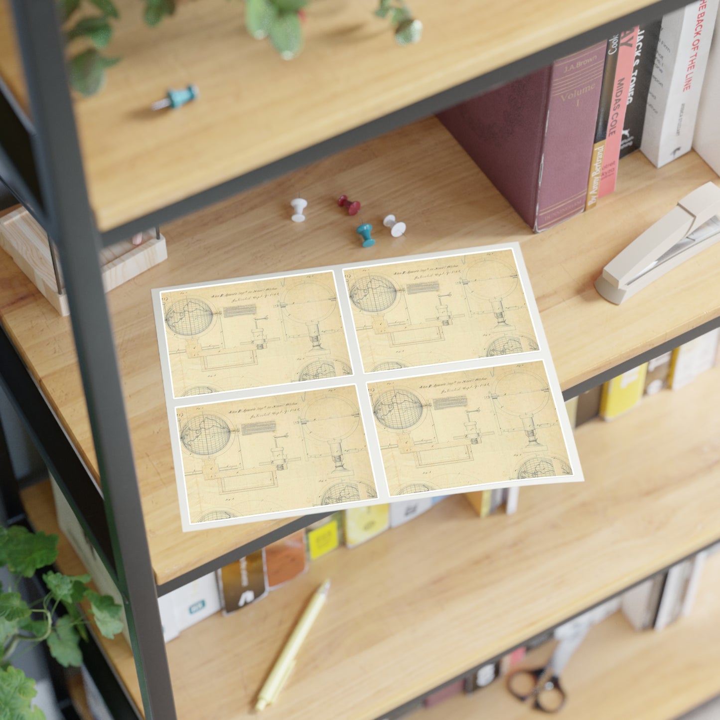 Patent drawing - Drawing of an Improvement in School Globes Public domain image Laminated UV Protective Vinyl Stickers