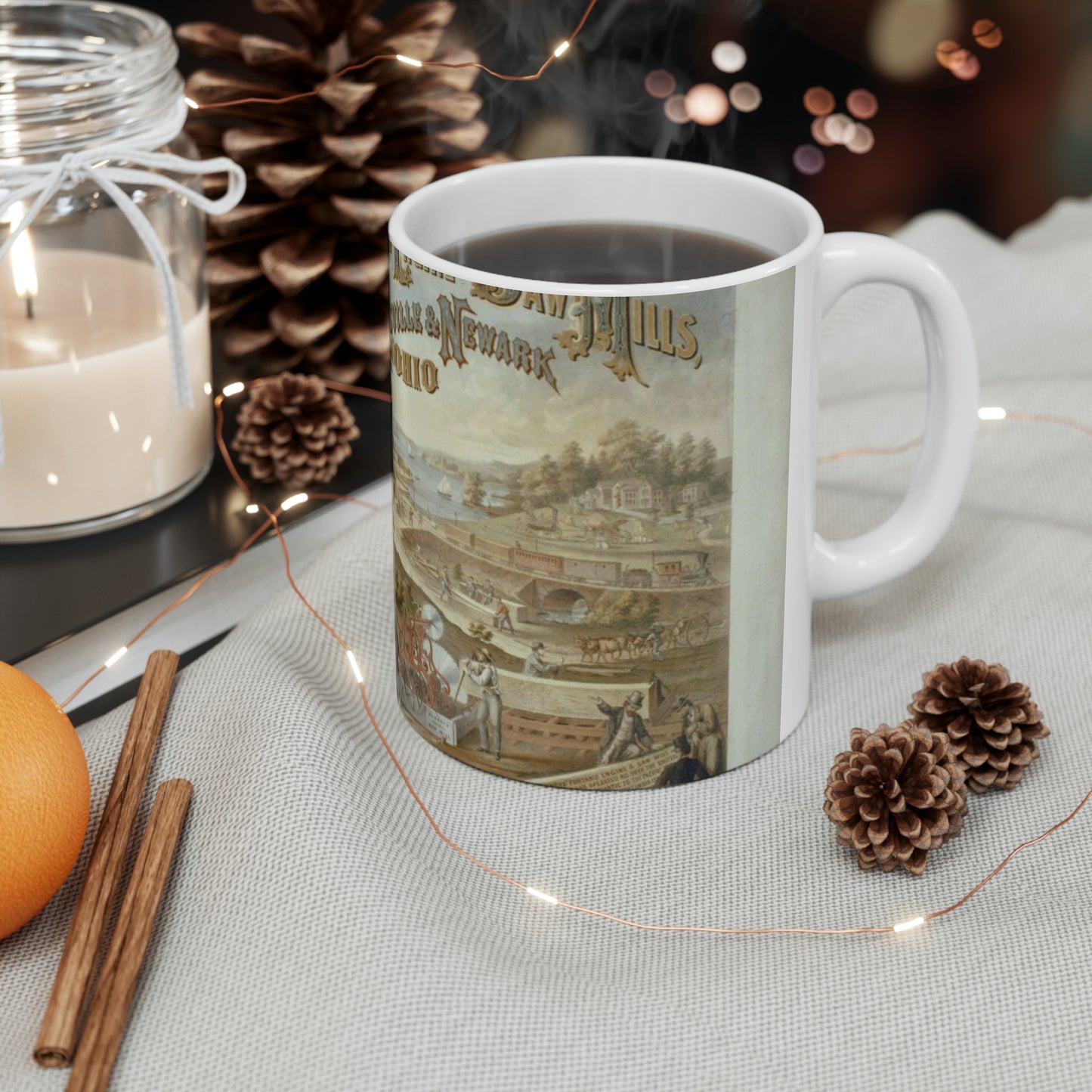 Blandy's portable steam engine and saw mills, Zanesville & Newark Ohio Beautiful Novelty Ceramic Coffee Mug 11oz