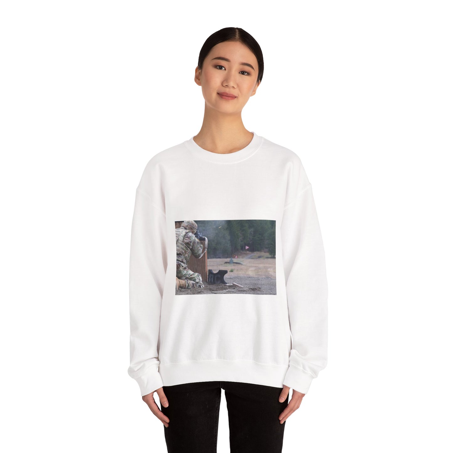U.S. Army soldier Cpl. Ian Villoldo assigned to Charlie White Heavy Blend Adult Crew Neck SweatShirt