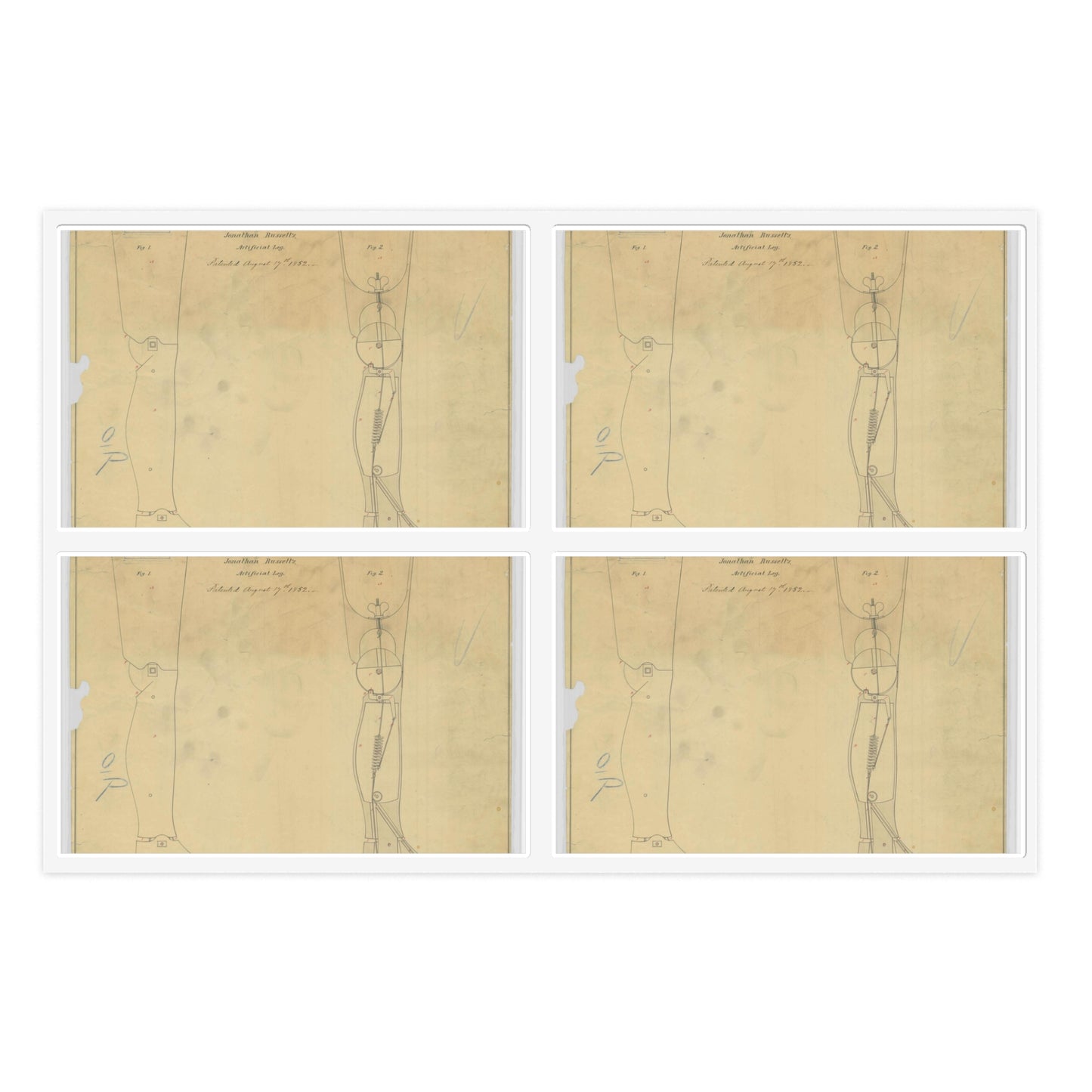 Patent drawing - for Jonathan Russell's Artificial Leg Public domain image Laminated UV Protective Vinyl Stickers