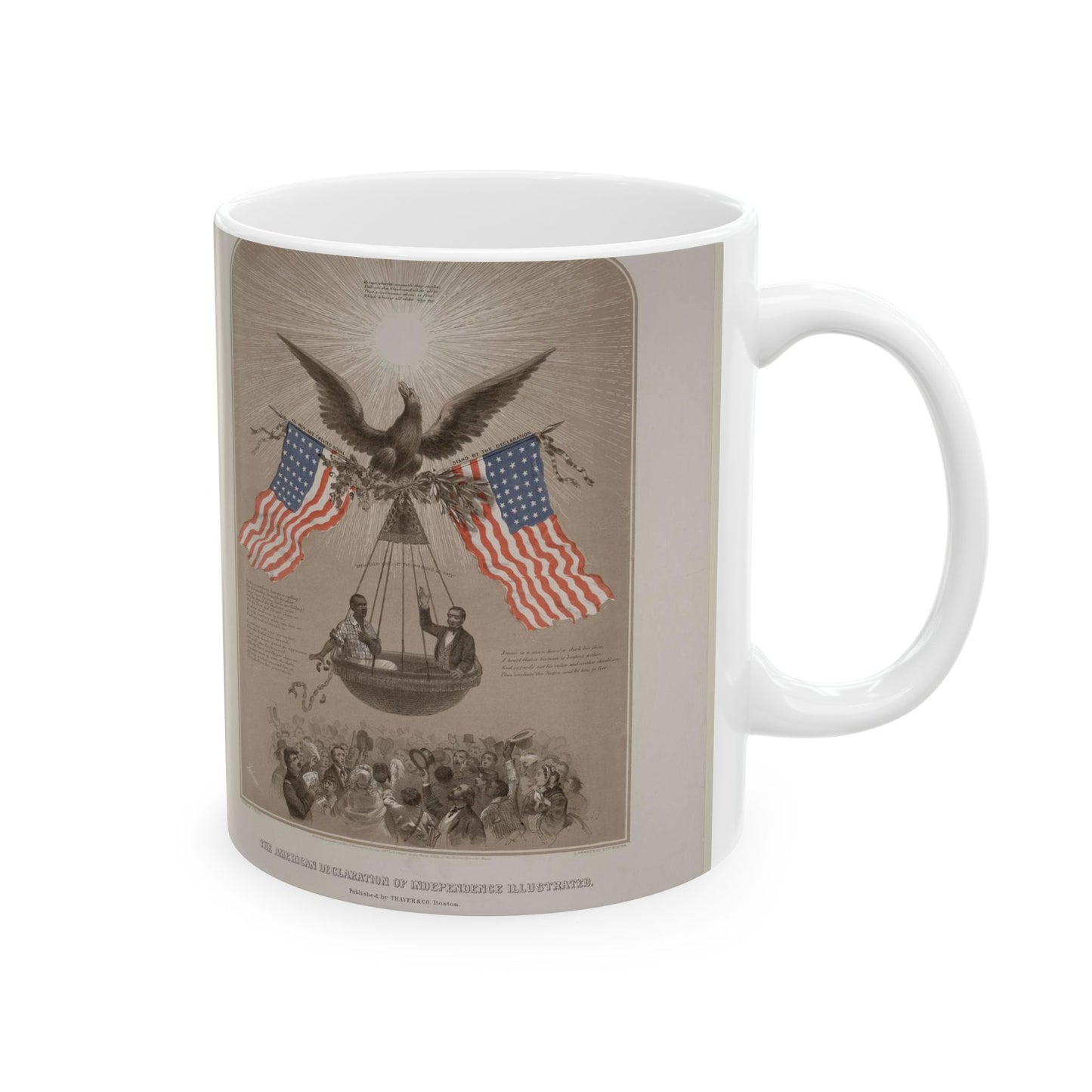 The American Declaration of Independence illustrated / Fabronious ; designed by R. Thayer ; L. Prang & Co. Lith., Boston. Beautiful Novelty Ceramic Coffee Mug 11oz