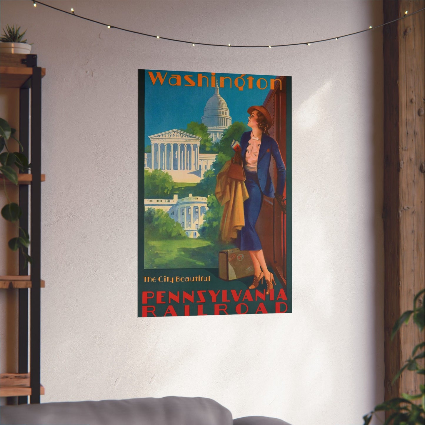Washington—The City Beautiful, Pennsylvania Railroad poster, artwork by Edward Mason Eggleston High Quality Matte Wall Art Poster for Home, Office, Classroom