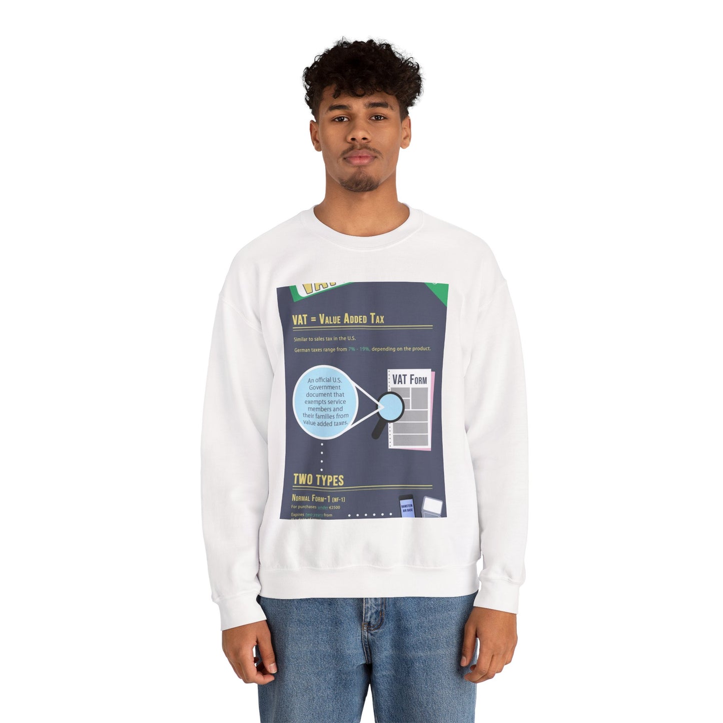 What is VAT? - A poster with a lot of different things on it White Heavy Blend Adult Crew Neck SweatShirt