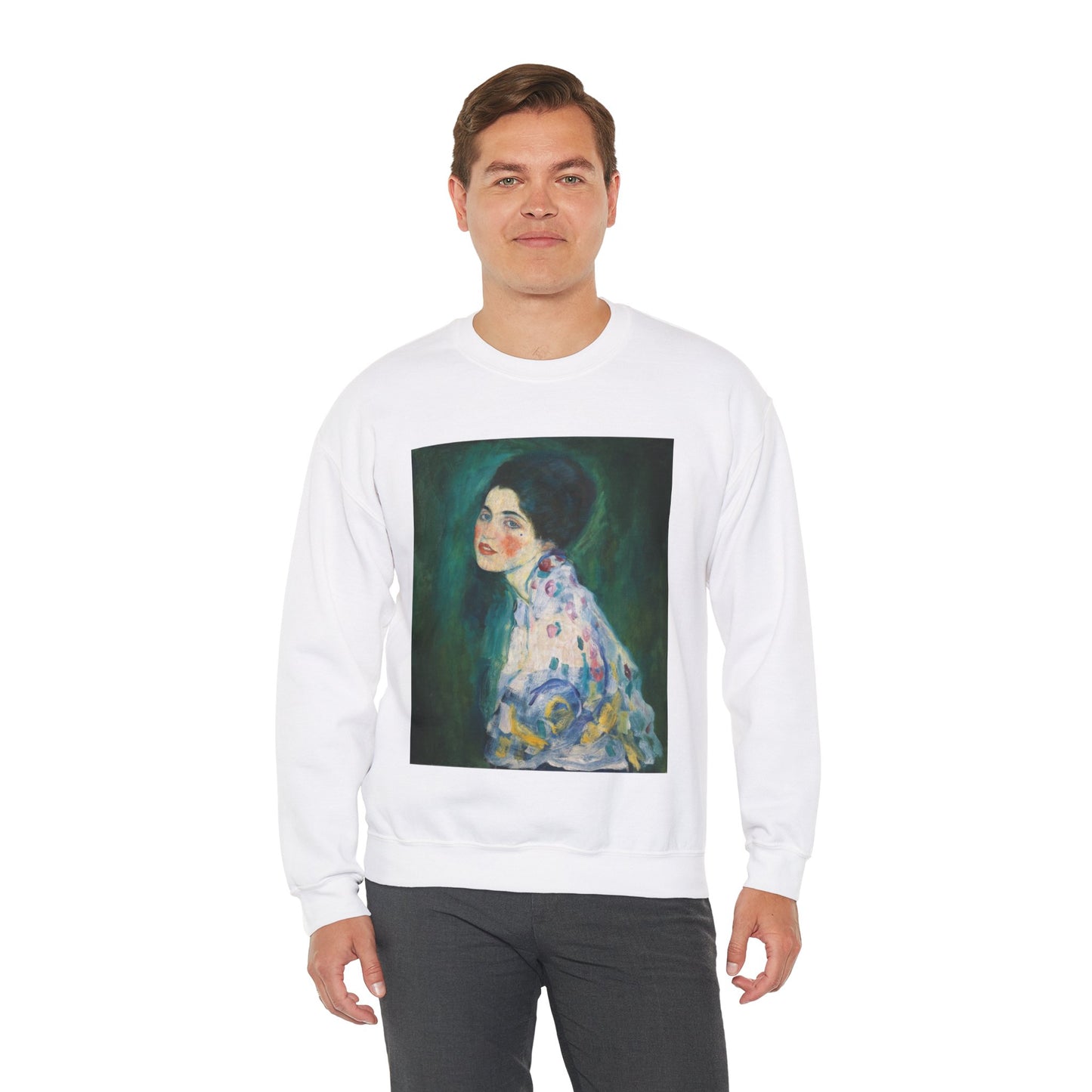 Gustav-Klimt, Portrait of a Lady, 1917, Galleria d'Arte Moderna Ricci Oddi White Heavy Blend Adult Crew Neck SweatShirt